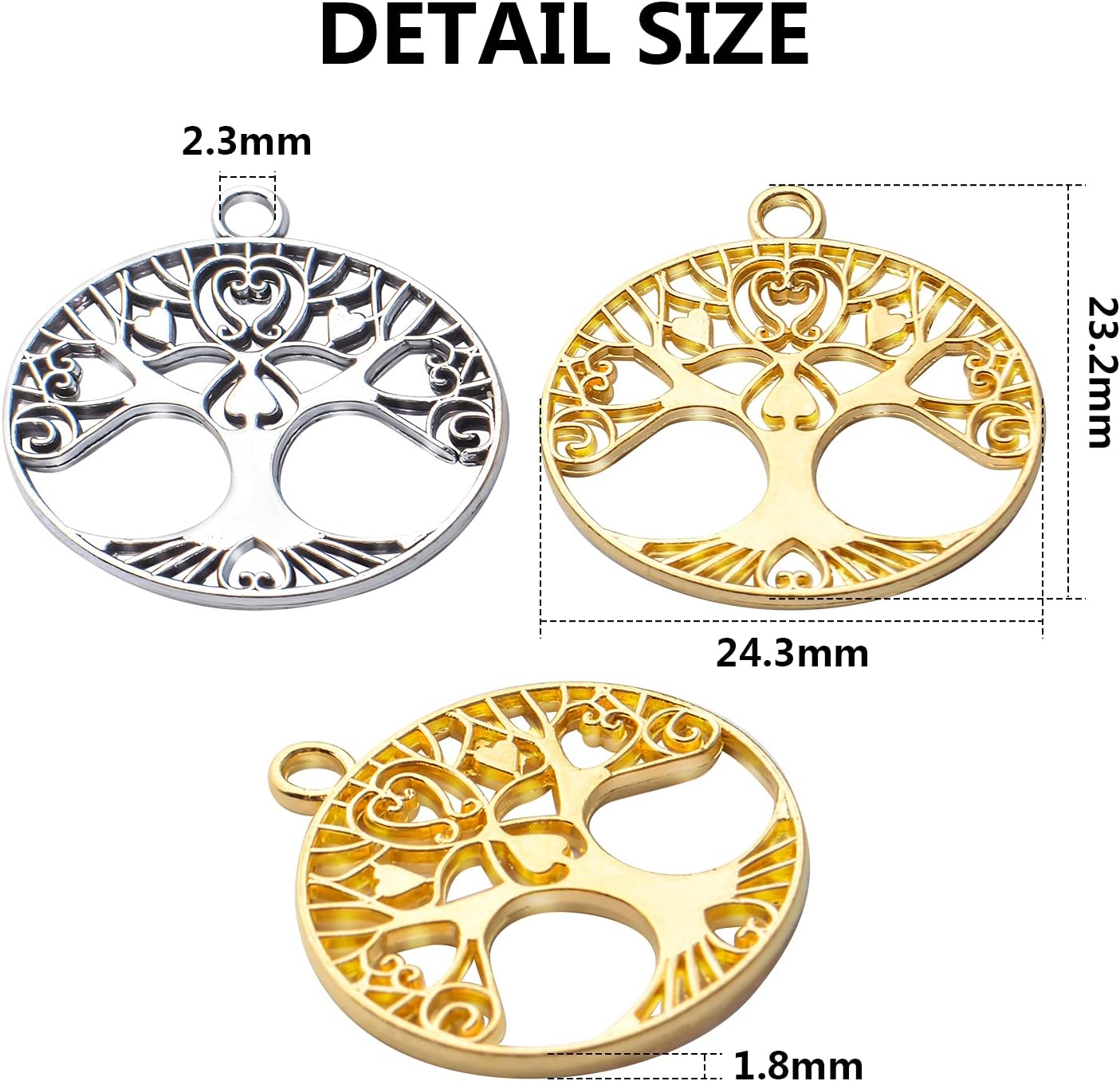 Aylifu Tree of Life Charms Pendants - 40pcs Alloy Christmas Tree Charms for Craft Supplies DIY Necklace & Bracelet Making - Image 3
