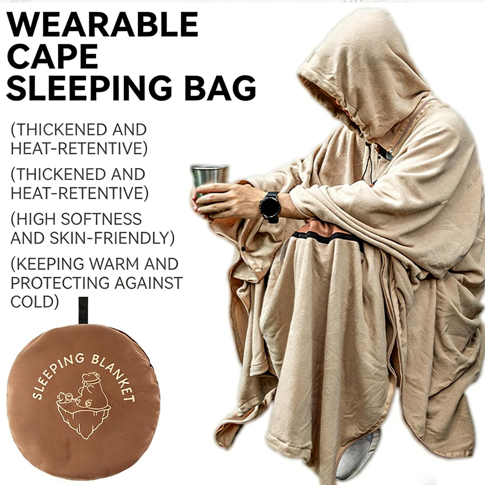 Práctico saco de dormir para emergencias, textura de forro polar, adecuado para supervivencia, camping, impermeable, aislante, plegable, saco de dormir multifuncional