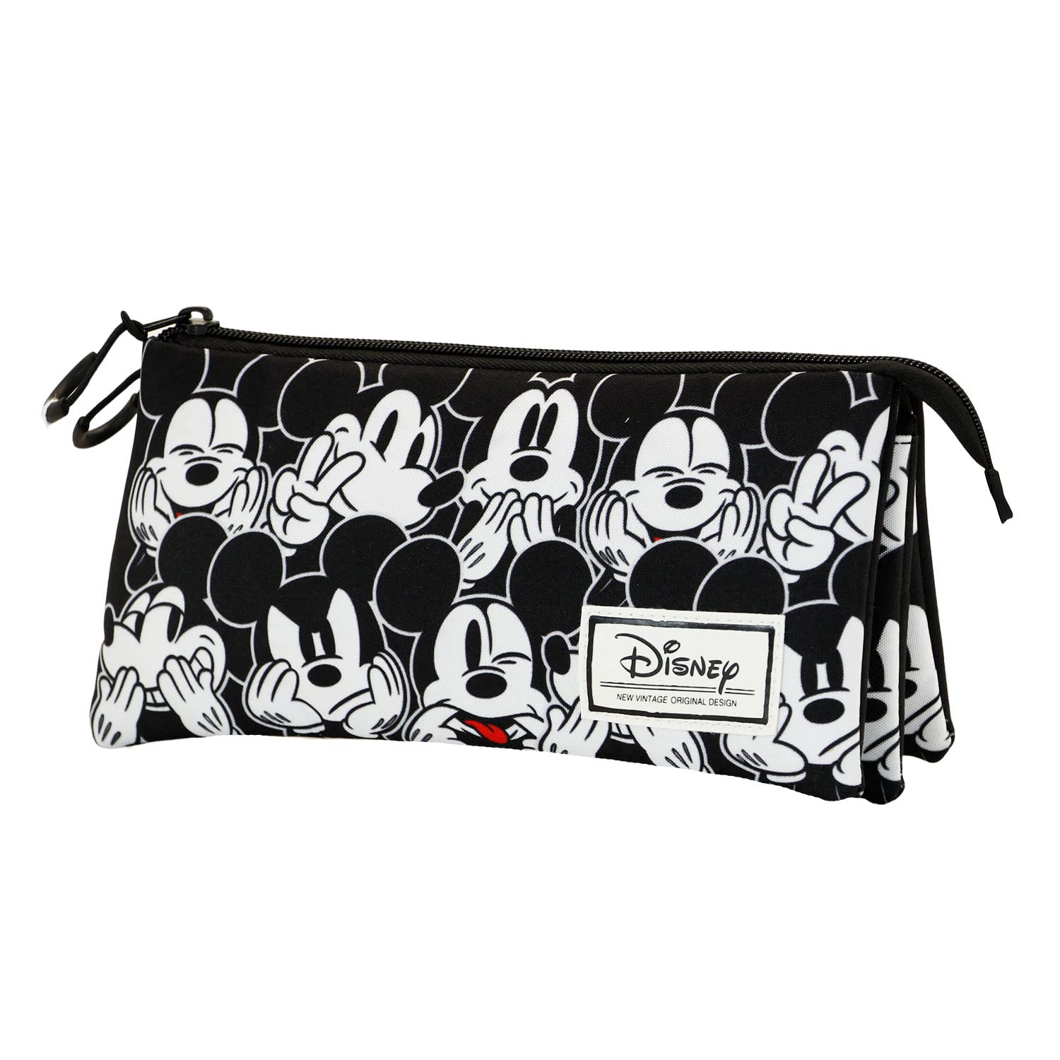 Disney Mickey Mouse Mess-Estuche Portatodo Triple FAN, Negro, 23 x 11 cm