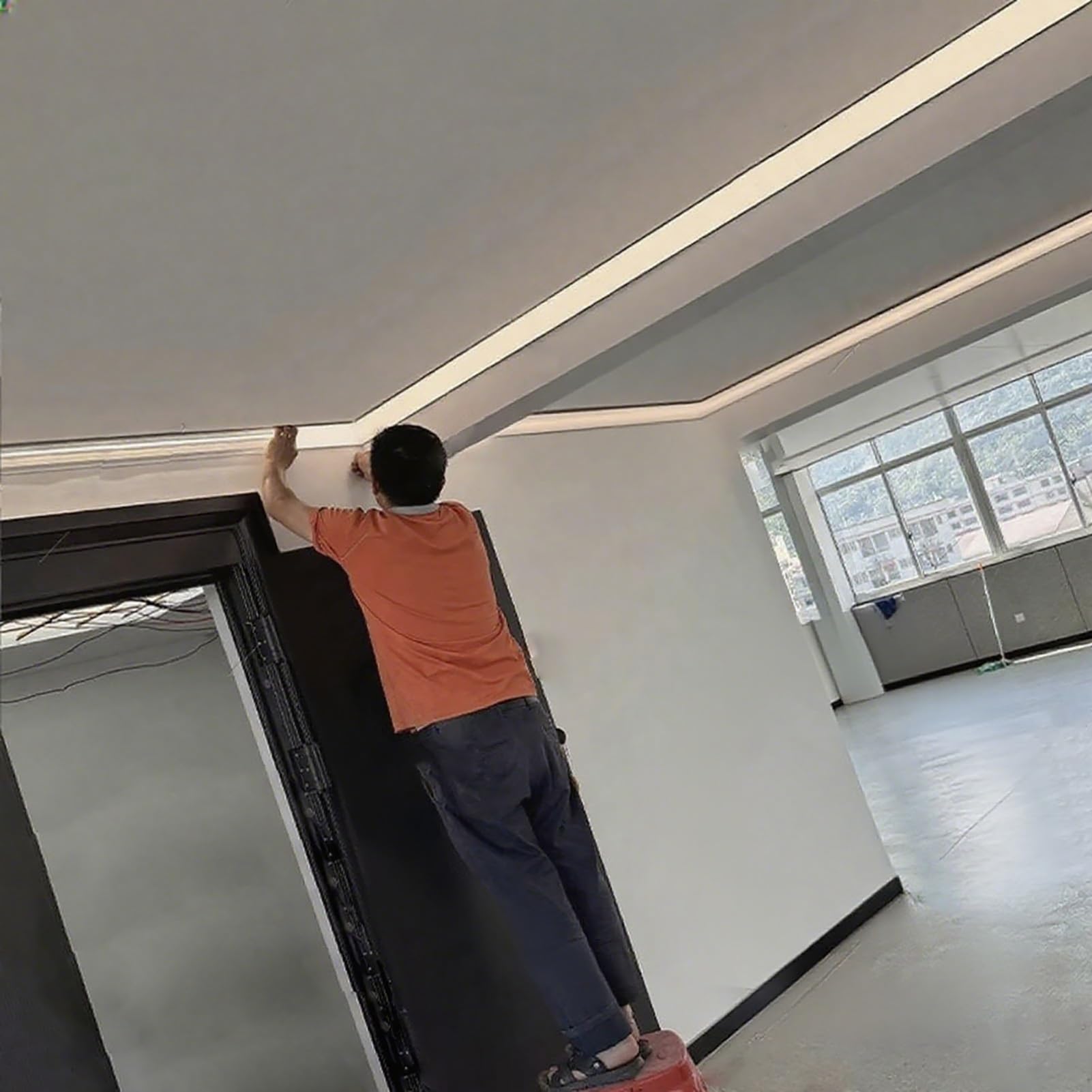 Profil Aluminiowy LED Czarny Aluminiowy Kanał do Taśm LED, Profil Sufitowy z Przezroczystą Osłoną z Poliwęglanu, Kanał Dyfuzora LED do Domu/Korytarzy(147.6ft/45m)
