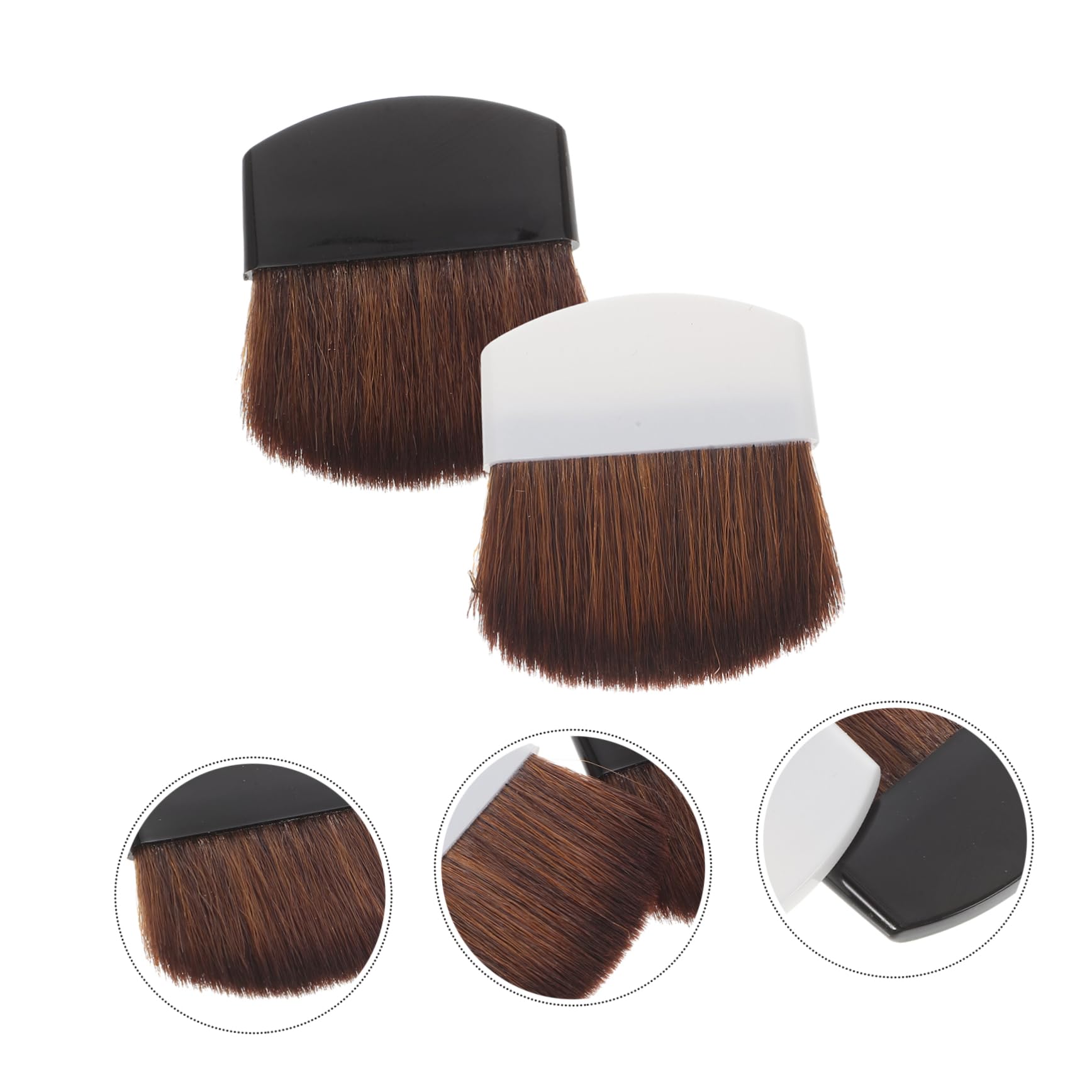 iplusmile Pennelli per Trucco Professionali 2 Pezzi Set Pennelli per Fondotinta e Fard Portatili Morbidi Setole di Crine di Cavallo per Make Up Viso da Viaggio