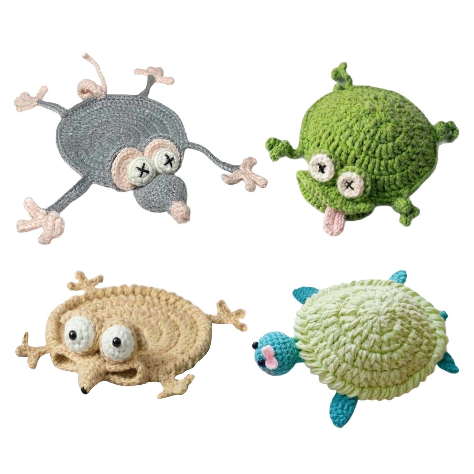 4 posavasos de fieltro con forma de animal, decoración de escritorio, 10 x 10 cm, bonitos tapetes absorbentes de estilo ganchillo, protectores de mesa para cocina, apartamento, inauguración de la casa