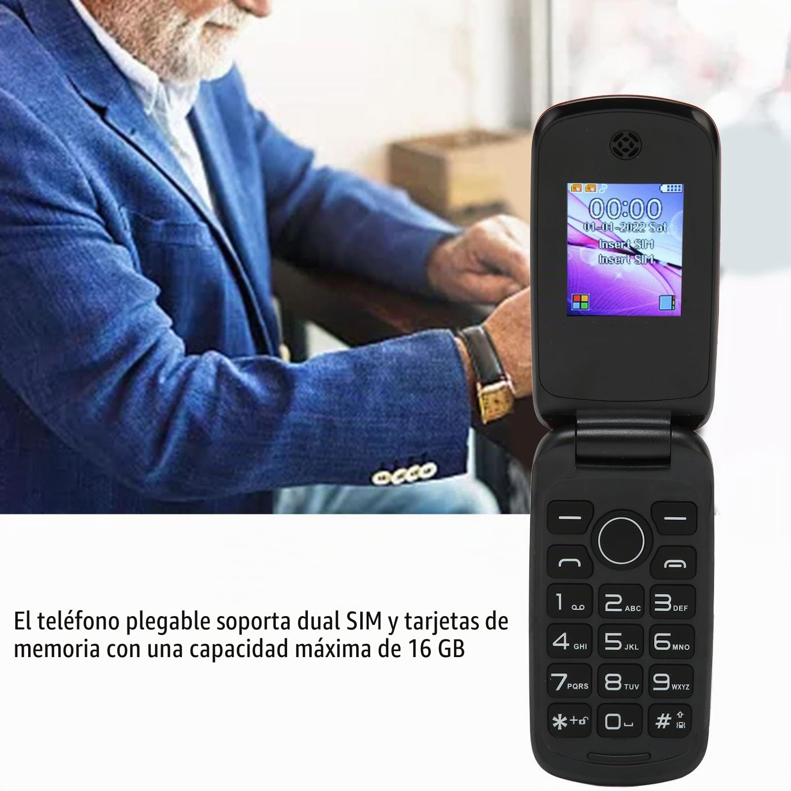 Teléfono Móvil con Tapa Desbloqueado, Teléfono Celular con Tapa para Personas Mayores, gsm Desbloqueado Teléfono Celular con Tapa para Personas Mayores con Botón Grande, Teléfono (Rojo)
