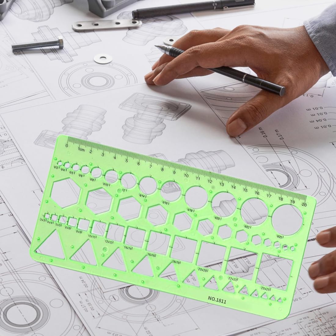 NHQ 2 Piezas Plantillas de Dibujo,Reglas Dibujo Tecnico,Plantilla Elipses isometricas,para Medir Reglas Círculo Geométrico Plantillas de Dibujo para Suministros de Oficina y Rscuela
