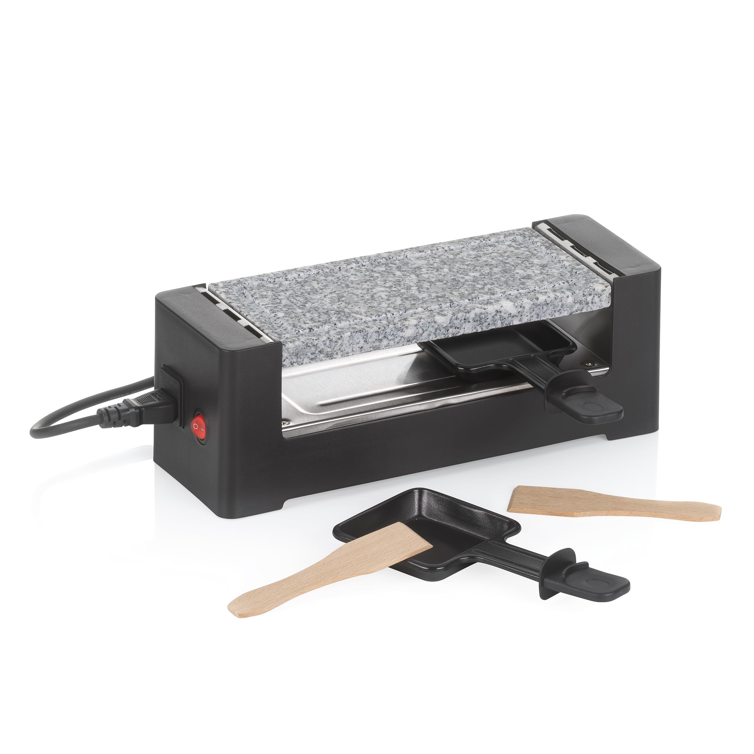 kela Mini Raclette avec plateau en granit, 2 personnes, 400 watts, Noir, Moderne, Pierre chaude, Granite