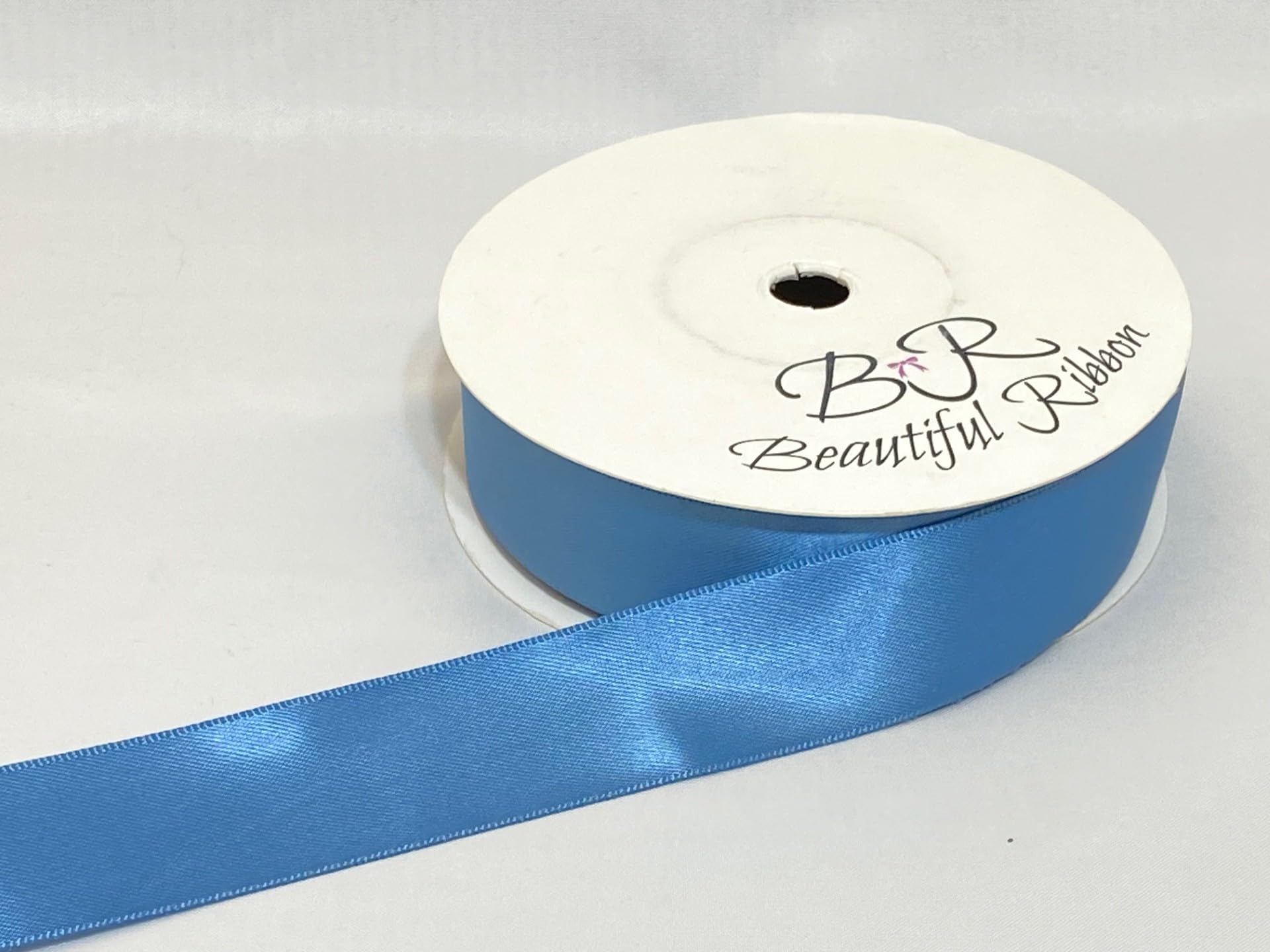 Beautiful Ribbon Antique French 2 Metres (Cut From Reel) Of 25Mm Satin Ribbon Dusky Blue Double Sided 25 Mm 2.5Cm 1" 1 Inch