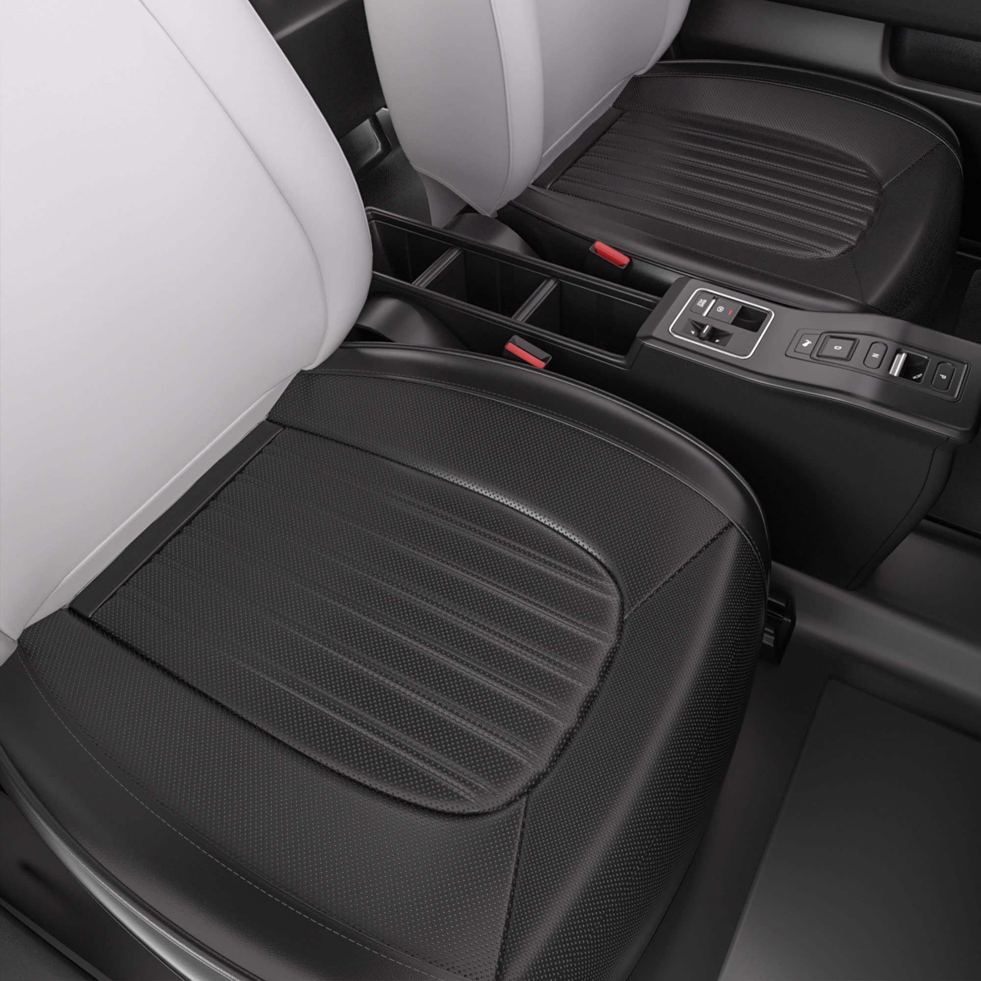 FEELON 2 Pieces ZC Car Seat Covers Front Bottom Seat Cushion Covers, Waterproof Nappa Leather, Anti-Slip and Wrap Around The Bottom, Universal Auto Interior Fit for Sedans SUV Pick-up Truck, Black