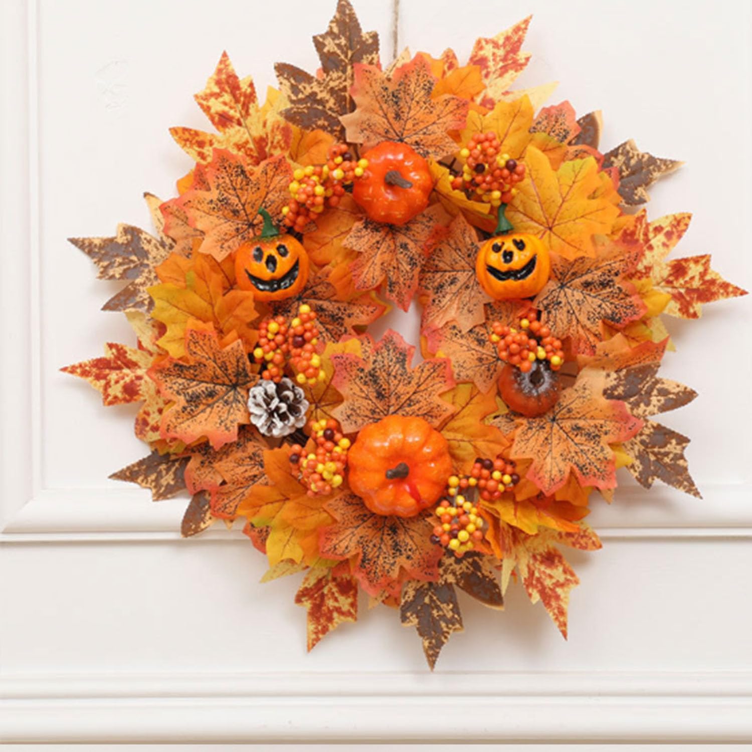 Christmas wreaths, 18 Inch, for Home, Farmhouse Decor with Eucalyptus Leaves,Rose, Big Berries(Color 4)