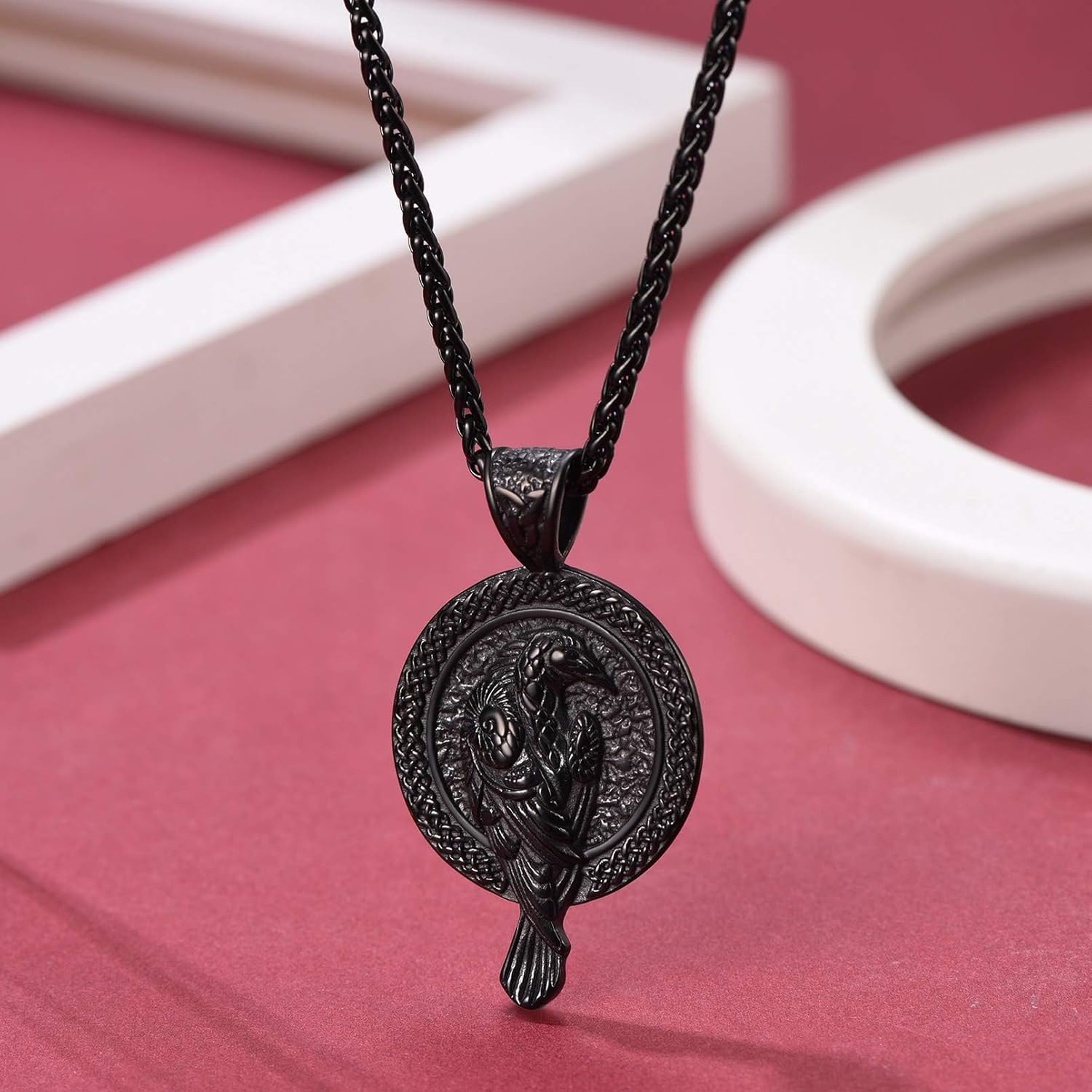 FaithHeart Viking Raven Necklace for Men, Norse Mythology Raven Skull Pendant Sturdy Stainless Steel Amulet Jewelry Gift for Men - Image 9