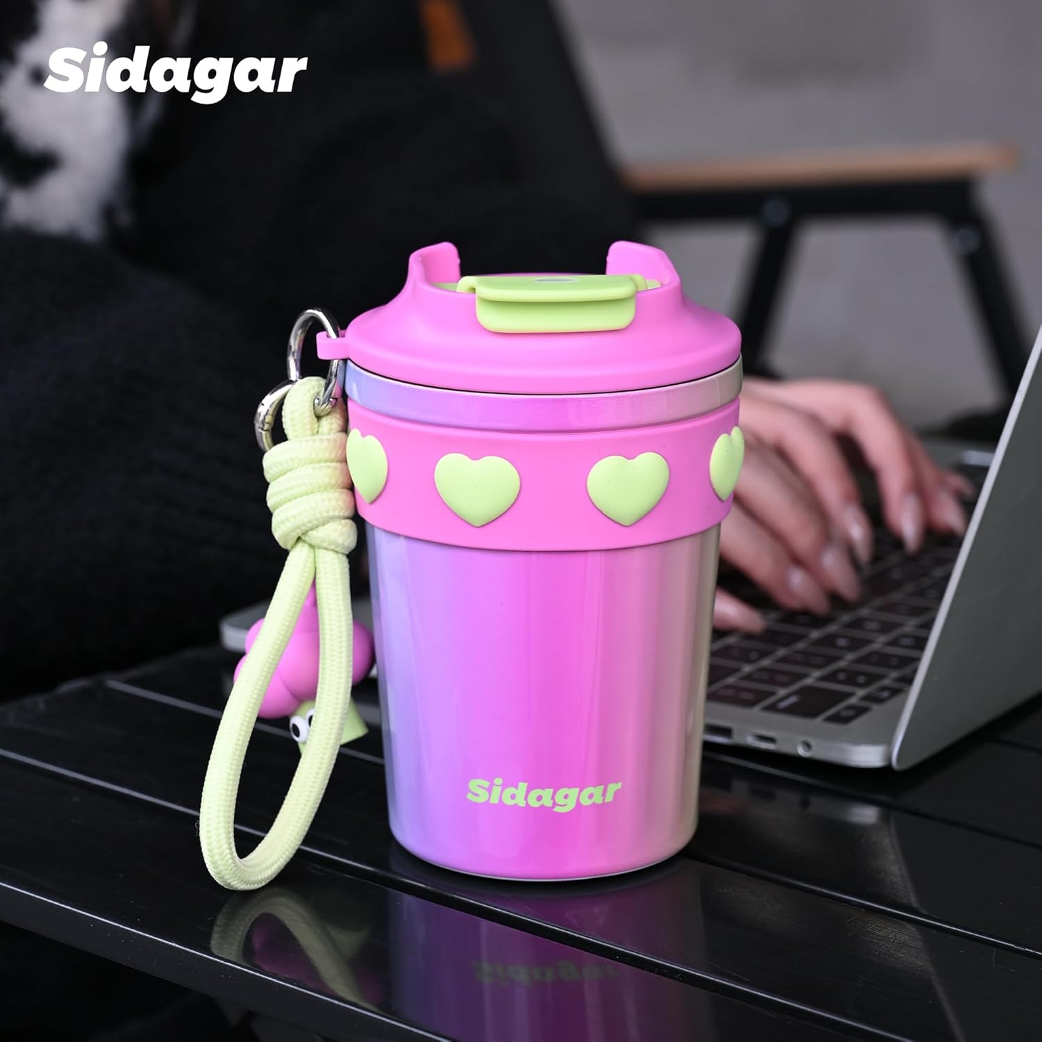 12 oz Travel Coffee Mug Spill Proof Leak Proof, Stainless Steel Thermal Coffee Cup with Lid, Resuable Cup for Hot and Cold, Portable Tumbler for Women, Rainbow - Image 4