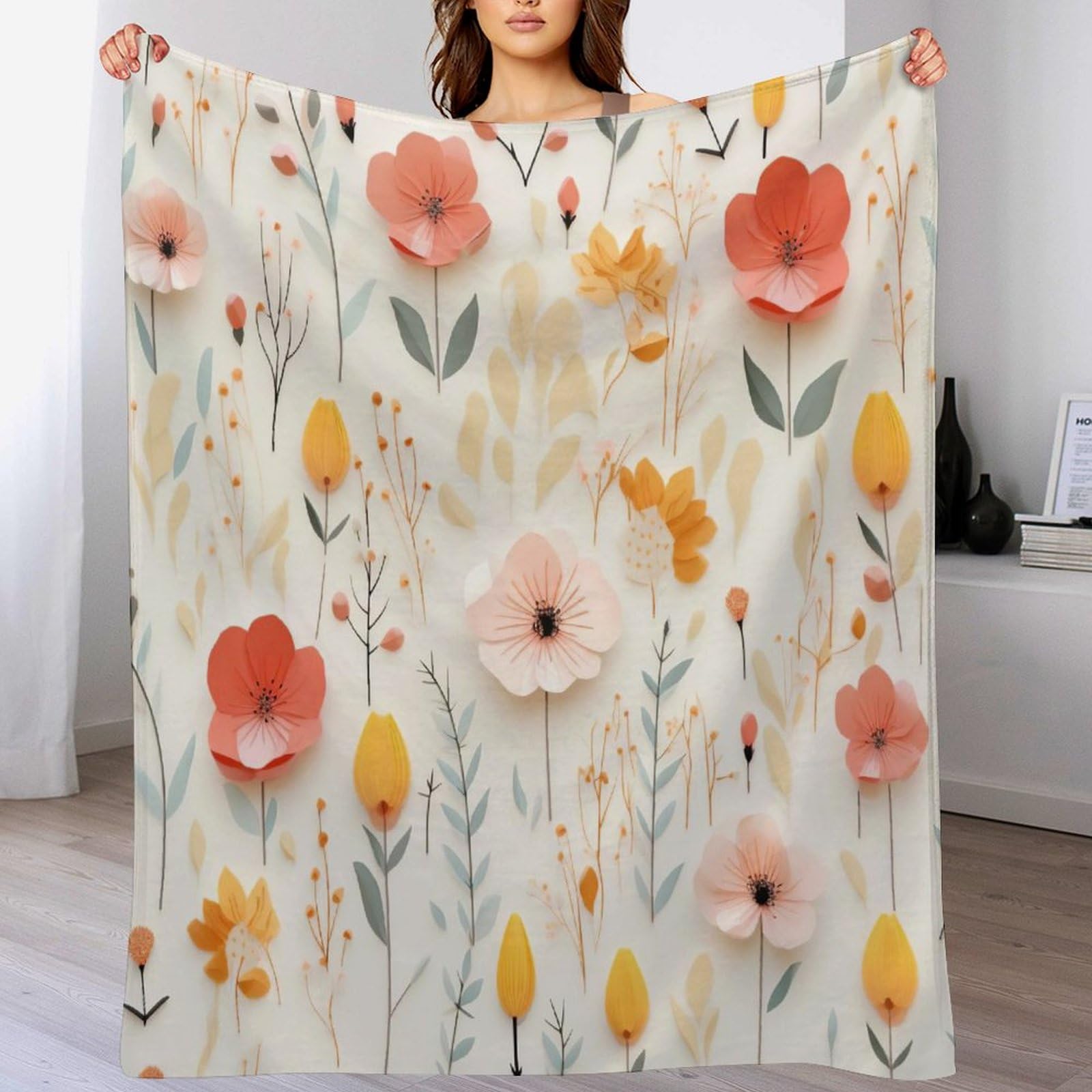 Llxxhh Flower-1 Flower Blanket Anti Pilling Fleece Throw Blankets For Sofa Bed 3D Throws Soft Four Seasons Living Room Travel Outdoor 100×130Cm