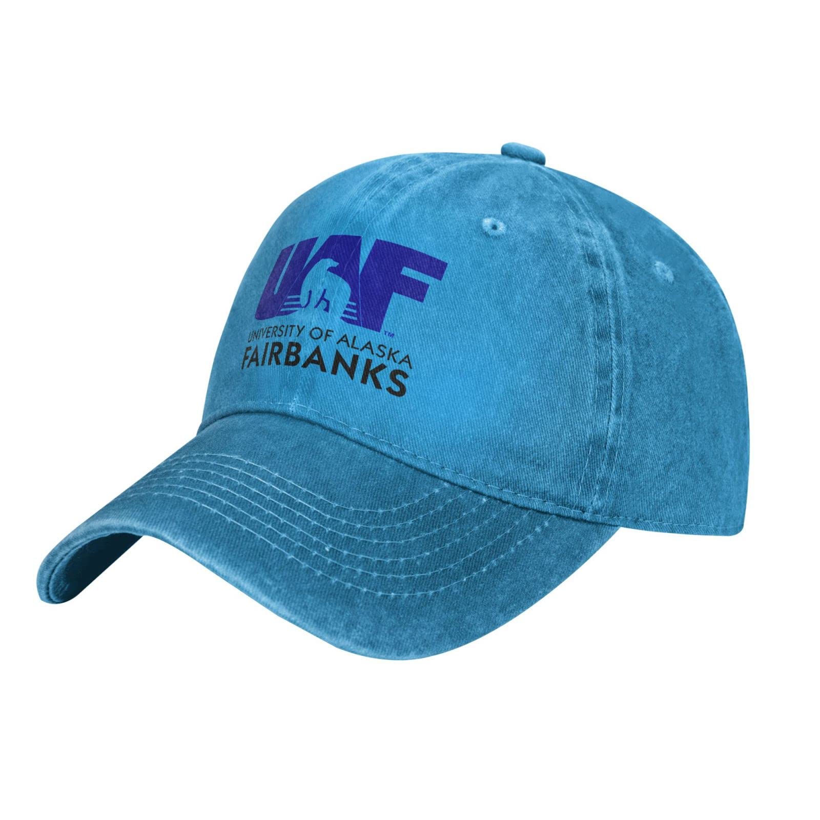 DPgUfPV University of Alaska Fairbanks Logo Hat Adjustable Baseball Cap Cotton Cowboy Hats, Fashionable for Man Woman Blue