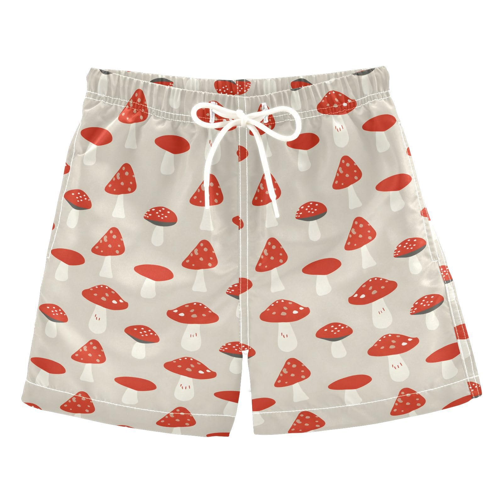 ALAZA Red Mushroom Cartoon Boys Quick Dry Beach Board Shorts Kids Swim Trunks Bathing Suit Swimsuit 3T