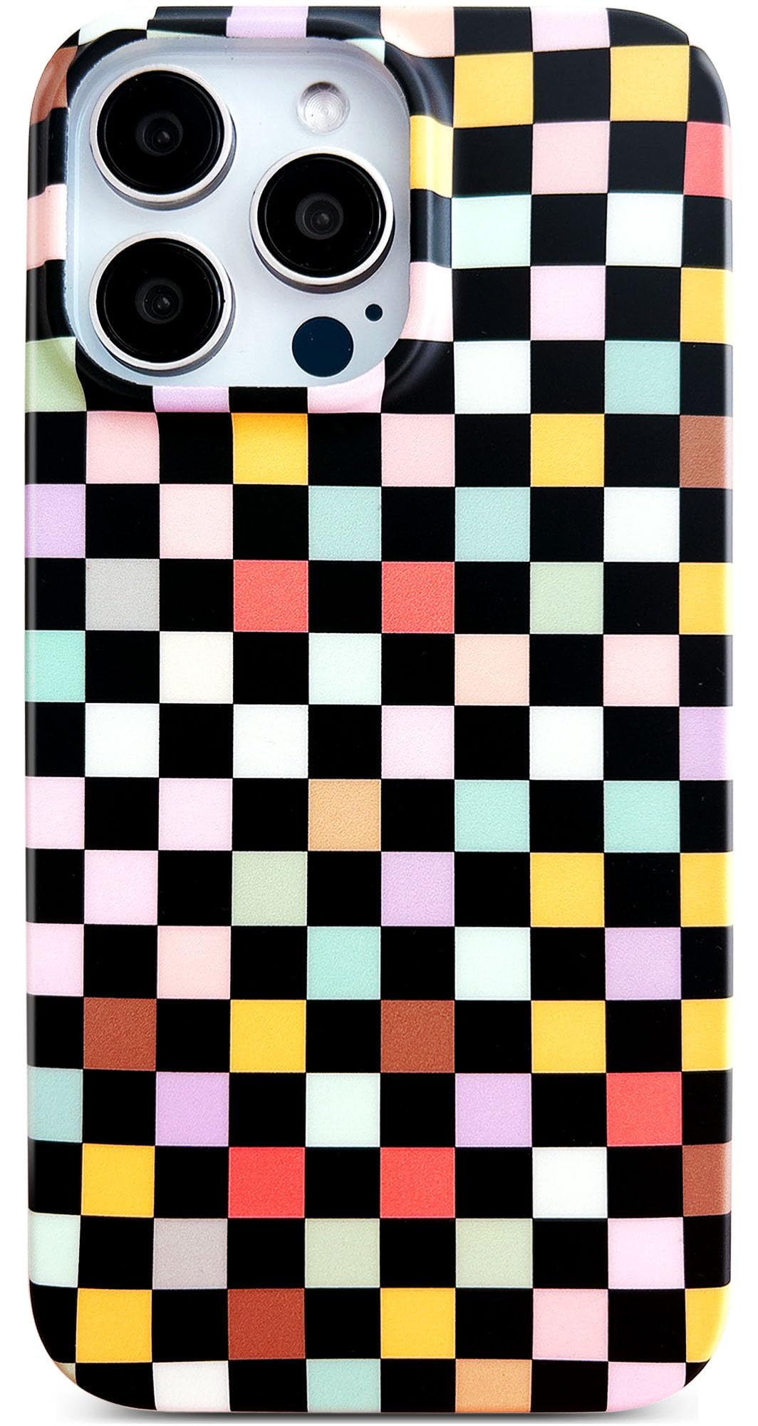 Qokey for iPhone 14 Pro Max Case 6.7 inch,Vintage Checkerboard Design for Girls Women Men,Cute Matte Pattern Soft Bumper Slim TPU Shockproof Phone