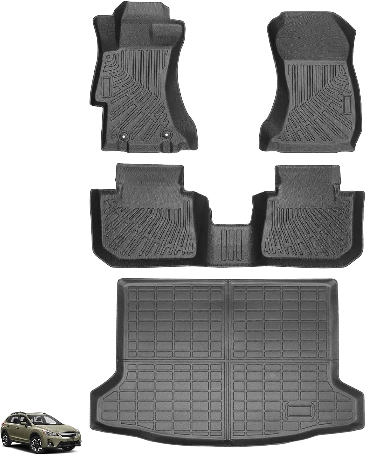 Floor Mats for Subaru Crosstrek 2013-2017 & Impreza 2012-2016, 2016 Crosstrek Floor Mats & Cargo Liner, Waterproof Anti-Slip, TPE Summer Winter Non-Slip Impreza Cargo Mat