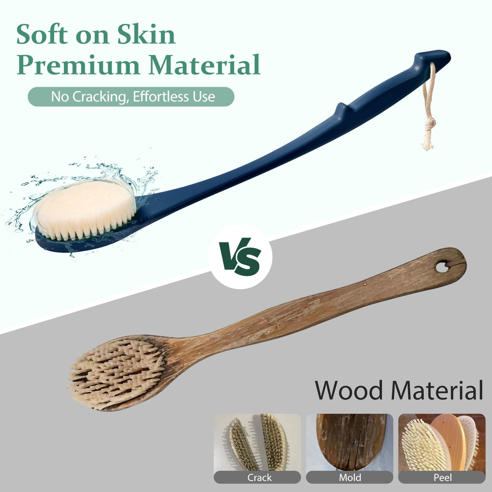 17-Inch Back Scrubber for Shower Shower Brush for Men and Women Long Handle Exfoliating Back Brush - Image 2