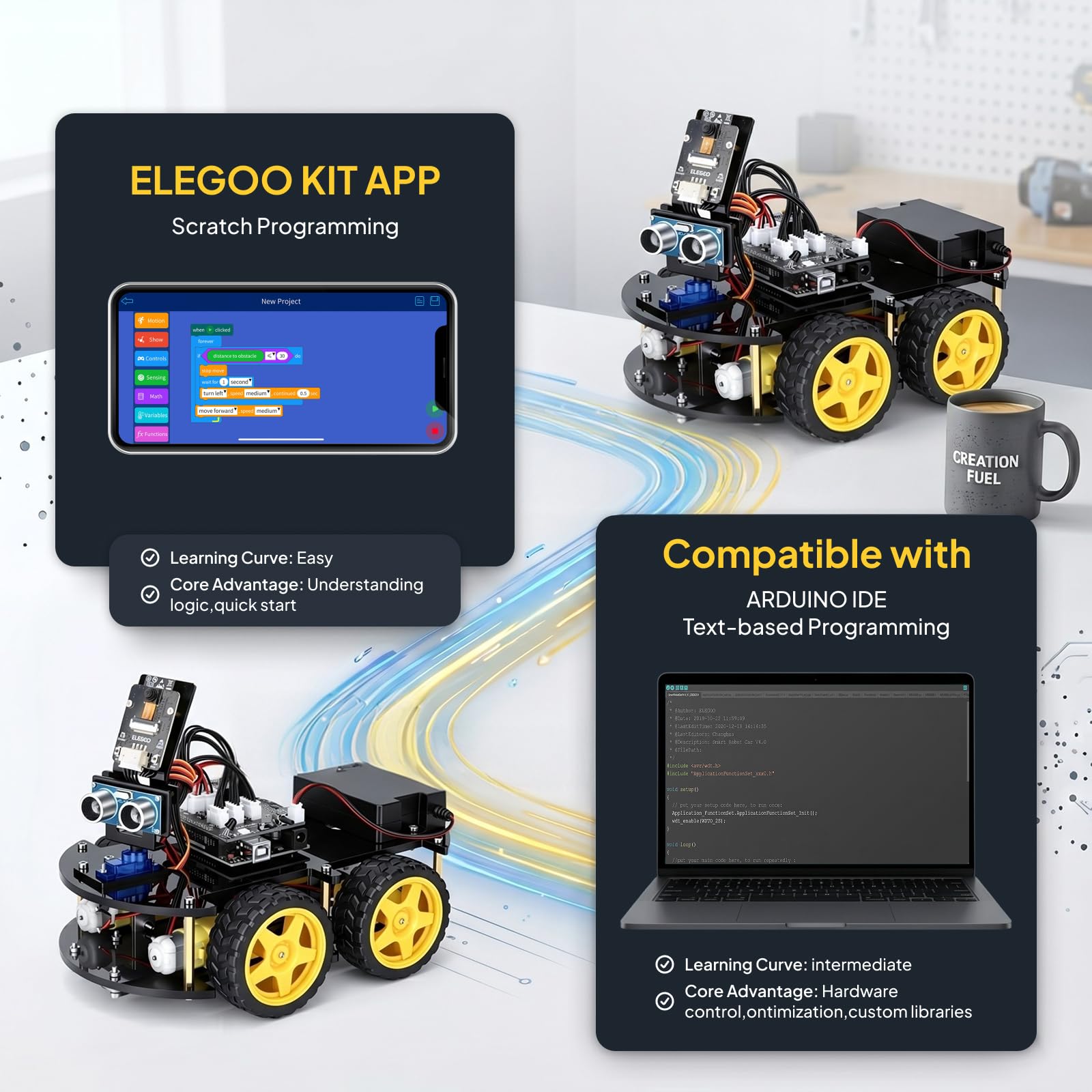 ELEGOO UNO R3 Smart Robot Car Kit V4 with Camera, Compatible with Arduino — Amazon image 2