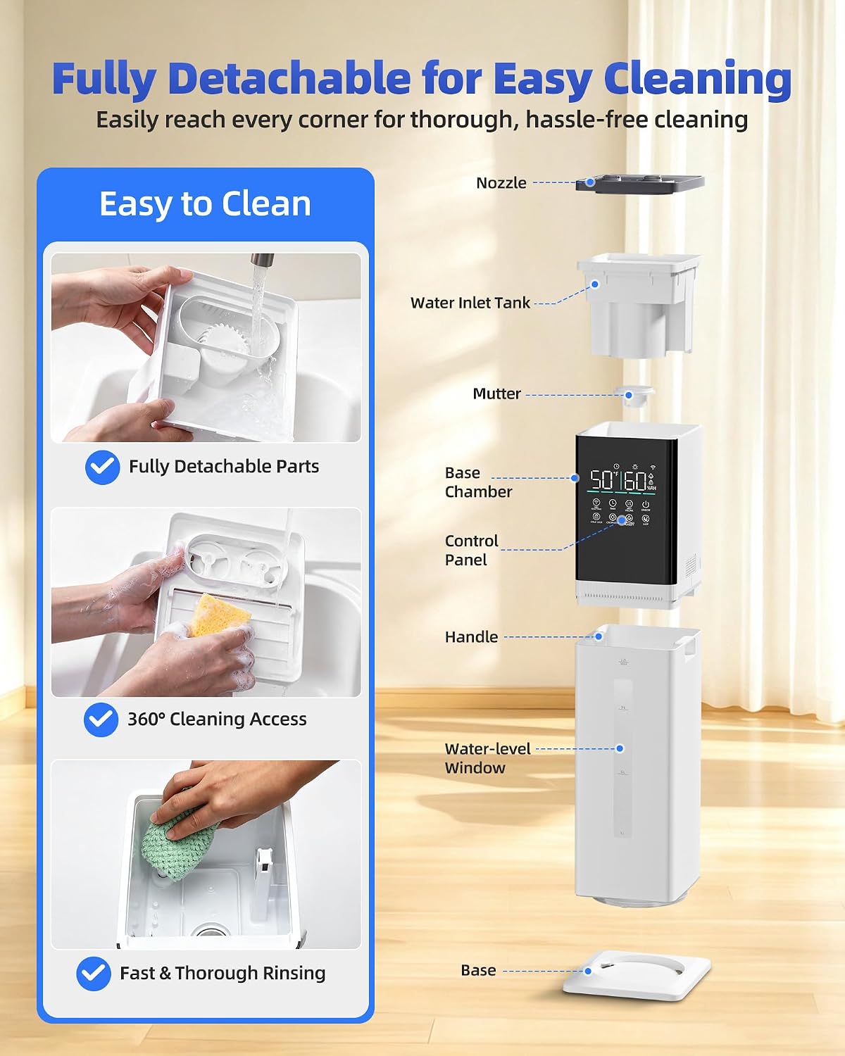 Smart House Humidifier for Large Room, 3.2Gal Cool Mist,1000ft² | 60H Runtime Humidifier with App & Remote Control, Smart Humidity, 5 Mist Levels for Bedroom, Home, Plants & Commercial 8 717A7cO2IIL. AC SL1500