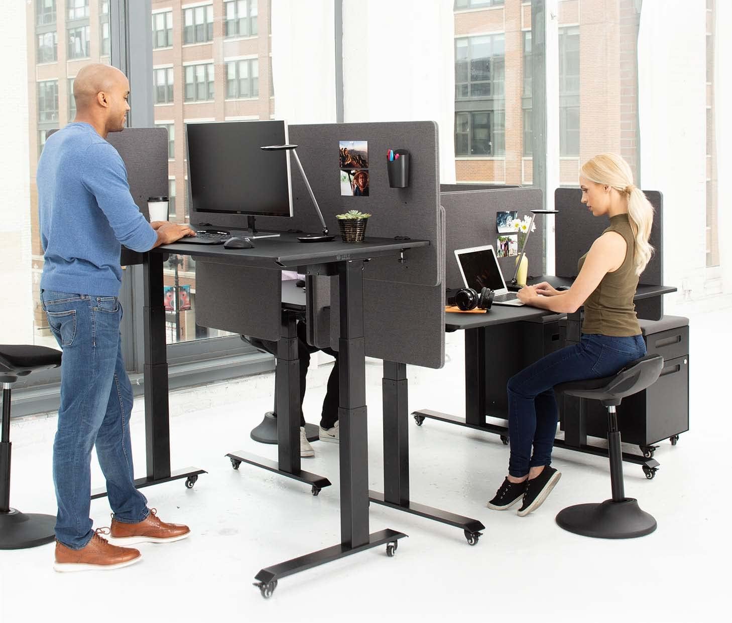 Stand Up Desk Store ReFocus Clamp-on Acoustic Desk Divider Privacy Panel That Reduces Noise and Visual Distractions (Ash Gray, 59" x 23.6")