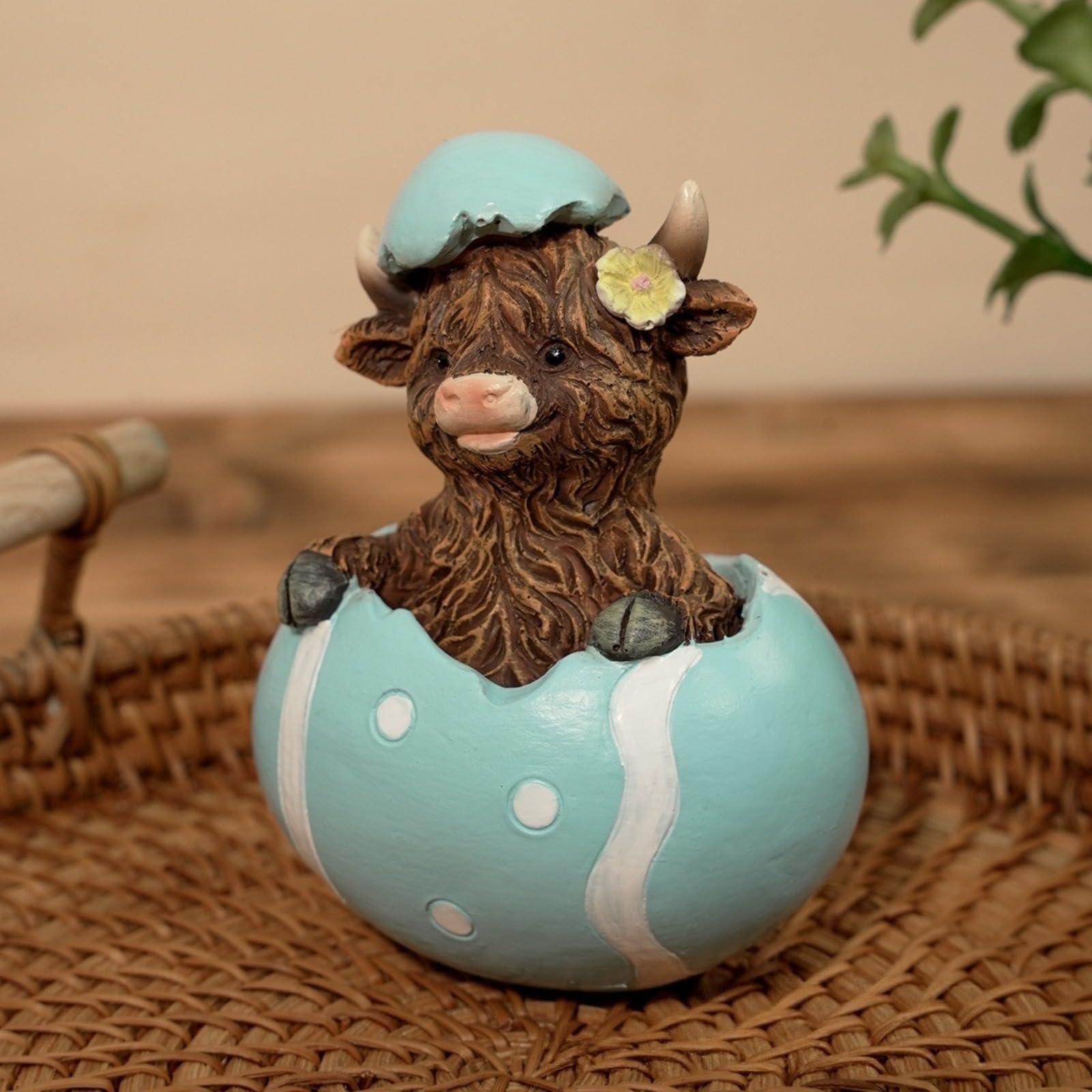 Uovo di Pasqua Shell Rompere Cartone animato Highland Mucca Ornamento Tre pezzi Set Pasqua Carino Decorazione Della Casa