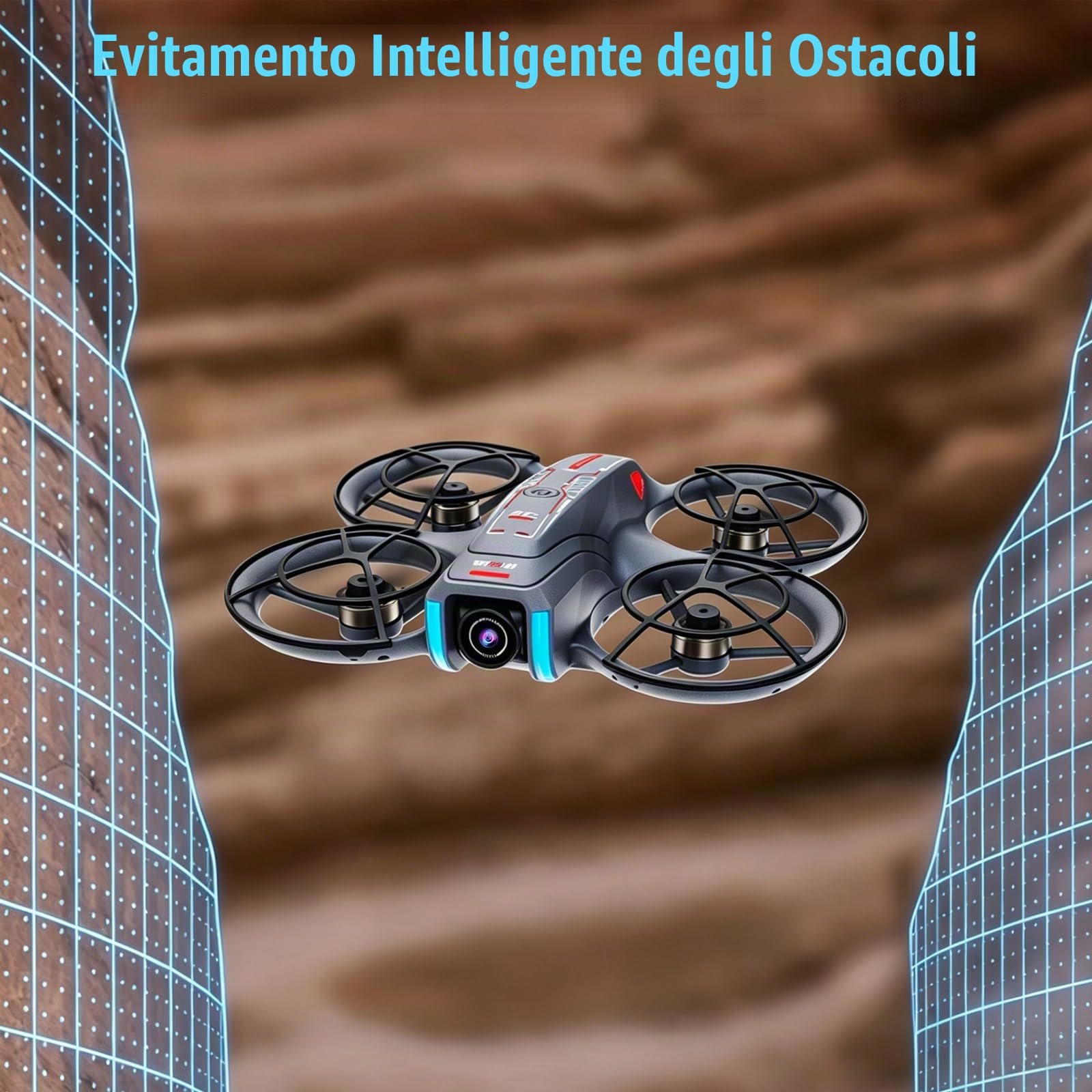 OBEST Drone con Fotocamera, Telecomando schermo da 4,5", Evitamento Ostacol, Fotocamera Regolabile a 90°, con Scheda TF, 2 Batterie, adatto per Adulti e Principianti