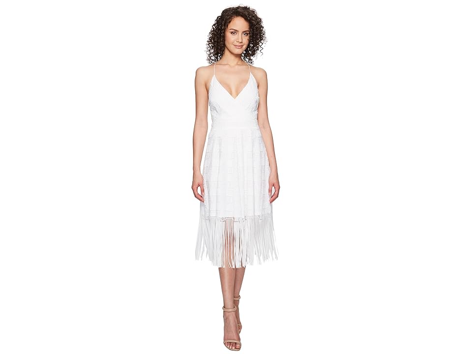 

Nicole Miller Elina Burnout Fringe Party Dress (White) Women's Dress