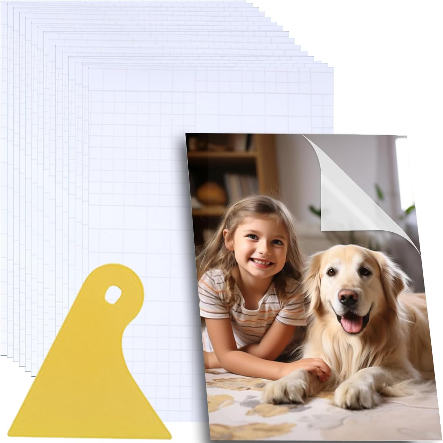 Self-Adhesive Laminating Sheets 50-Pack, Cold Lamination Paper - No Machine Needed, Letter Size 9x12 Inches, Waterproof Clear Protective Sheets for Documents, Photos, Certificates, أغلفة ذاتية اللصق