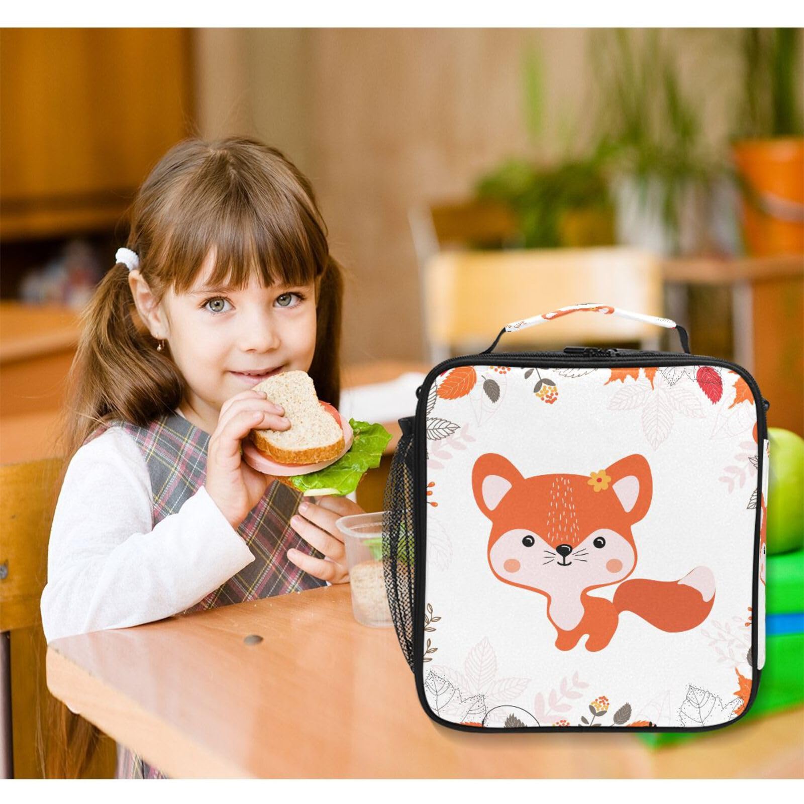 Isolierte Lunchbox Mit Fuchs-Motiv – Für Schule, Büro & Picknick, Geräumig, Wasserabweisend, Mit Tragegurt