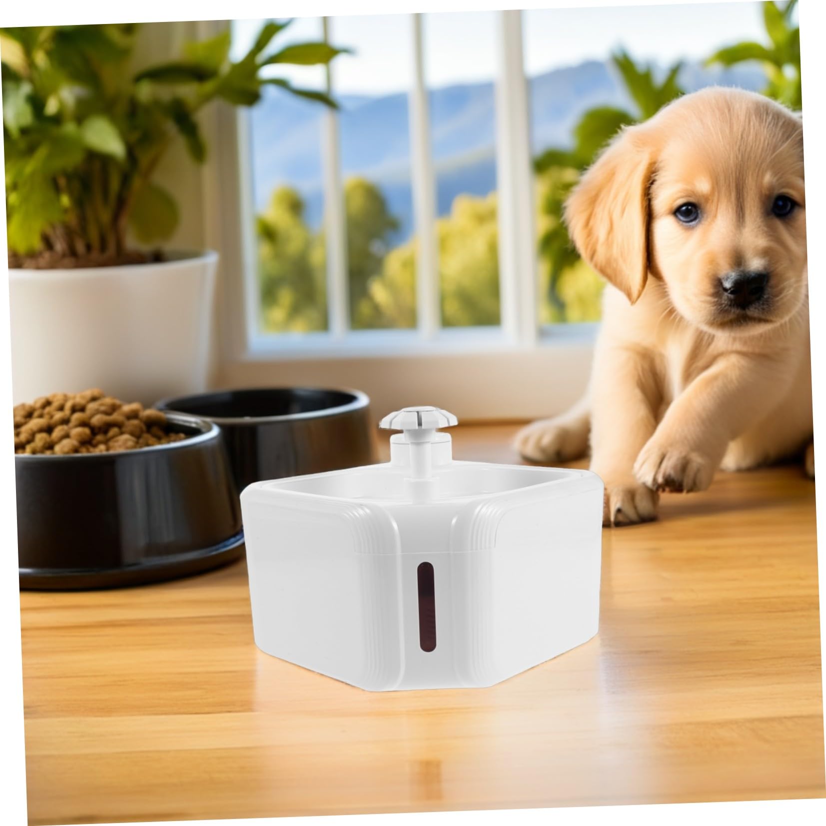 SHINEOFI Fuente de Agua para Gatos y Perros, Bebedero Automático para Mascotas, Abs, Blanco, Gran Capacidad, con Detección de Movimiento, Agua Corriente Limpia, para Uso Interior en Casa