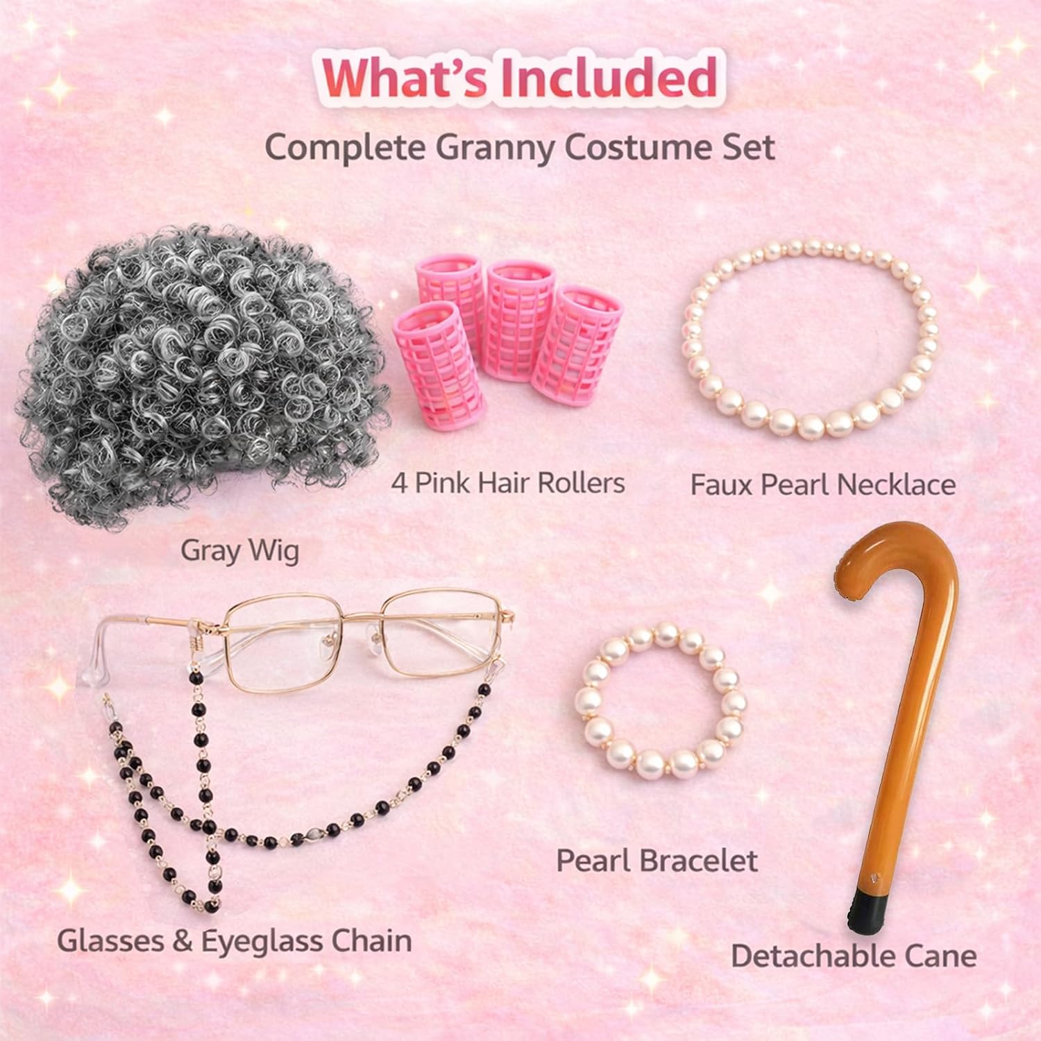 Old Lady Costume for 100 Days of School Grandma Costume - Granny Wig Women Outfit image 4