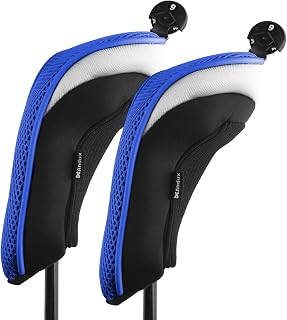 Andux Pack of 2 (All The Same Size) Mesh Golf Hybrid Club Head Covers with Dial No. Tags
