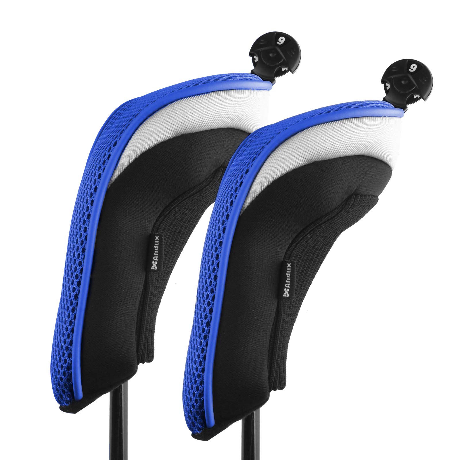 Andux Mesh Golf Hybrid Club Head Covers with Dial No. Tag,2pcs