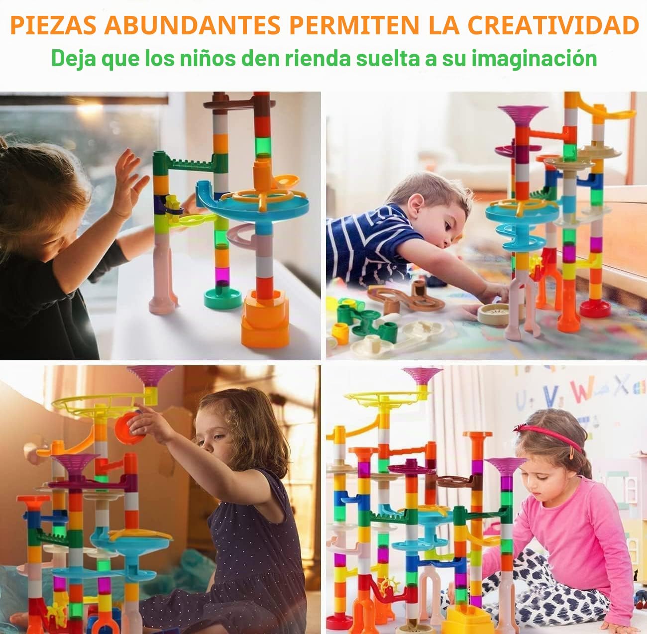 Juego de Carril de canicas para niños - Actualización: 166 Piezas. Carril de canicas Multicolor
