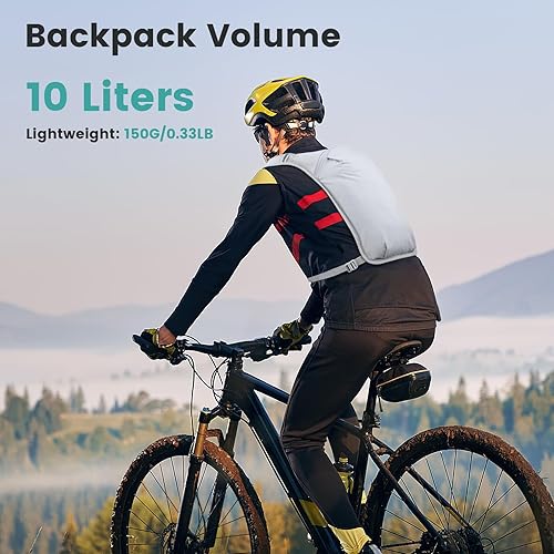 Miniatura 5 de Mochila pequeña de senderismo de 10 litros – Mochila plegable ligera y plegable para viajes, camping, viajes al aire libre, mochila compacta para