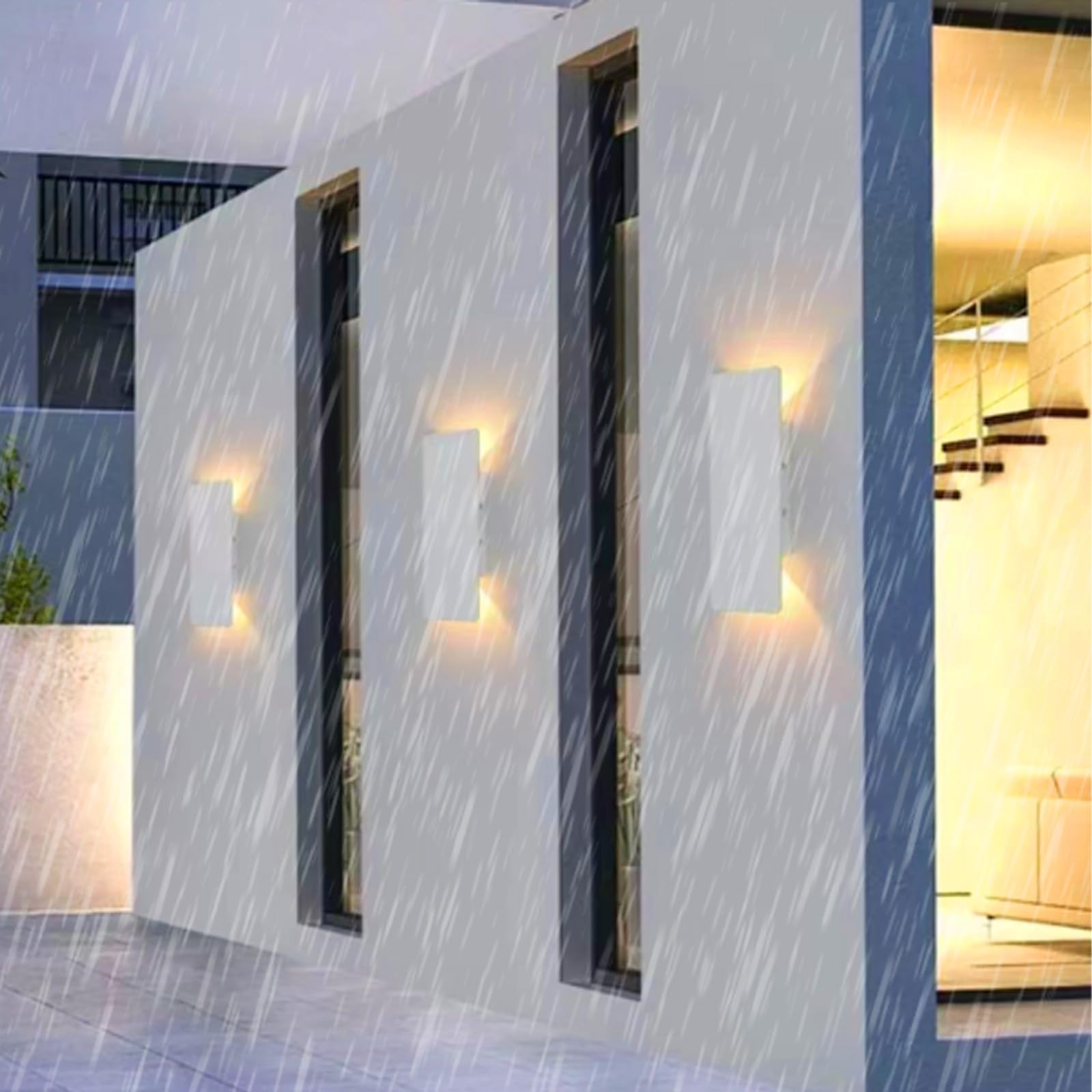 HELCEKOU LED Outdoor Wall Light Modern IP65 Waterproof Lamp Acrylic Aluminium Long Rectangular Sconce Industrial Minimalist Decorative for Garden Villa Corridor