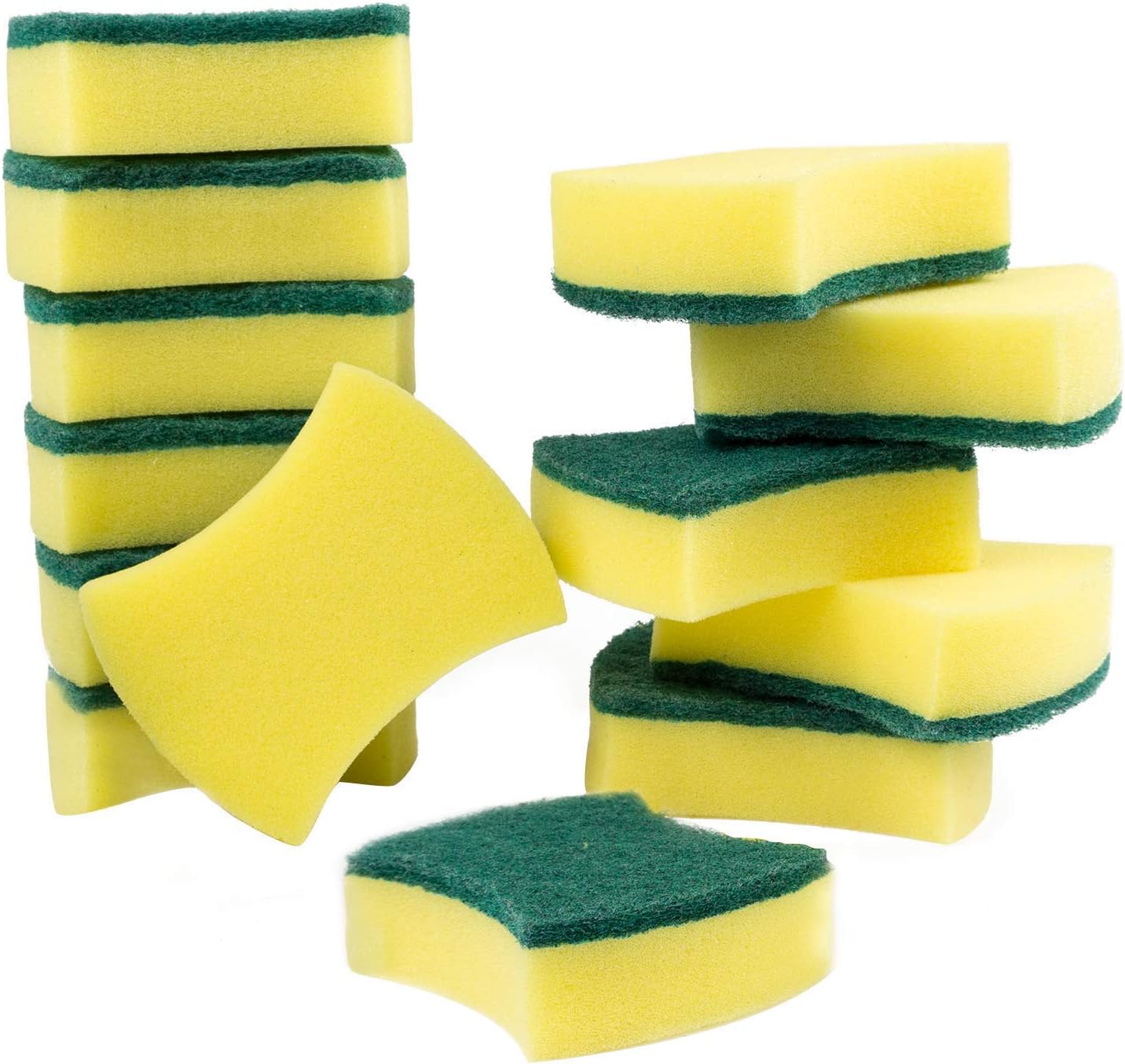Sponge scrubber, Sponge scouring pad Efficient scratch free, Waist type sponge Cleaning scrubbing pad.Use for Kitchen, Bathroom,restaurant,CAR WASH & More.[Upgraded version] 12PCS (12 PCS)
