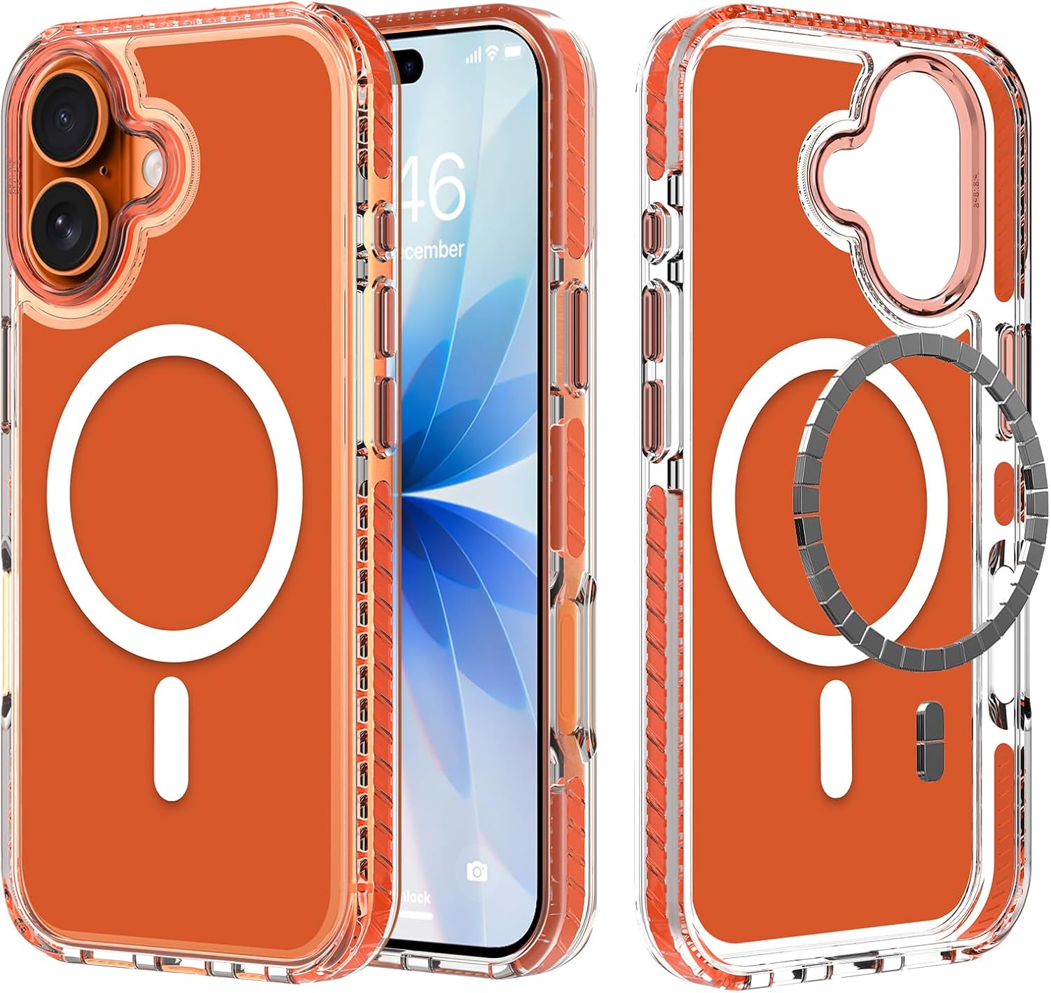 tharlet Strong Magnetic Case for iPhone 17 (6.3''), White Clear Shockproof Protective Phone Cover [ Mag-Safe Compatible ] [Anti-Yellowing] with Screen Protector, White