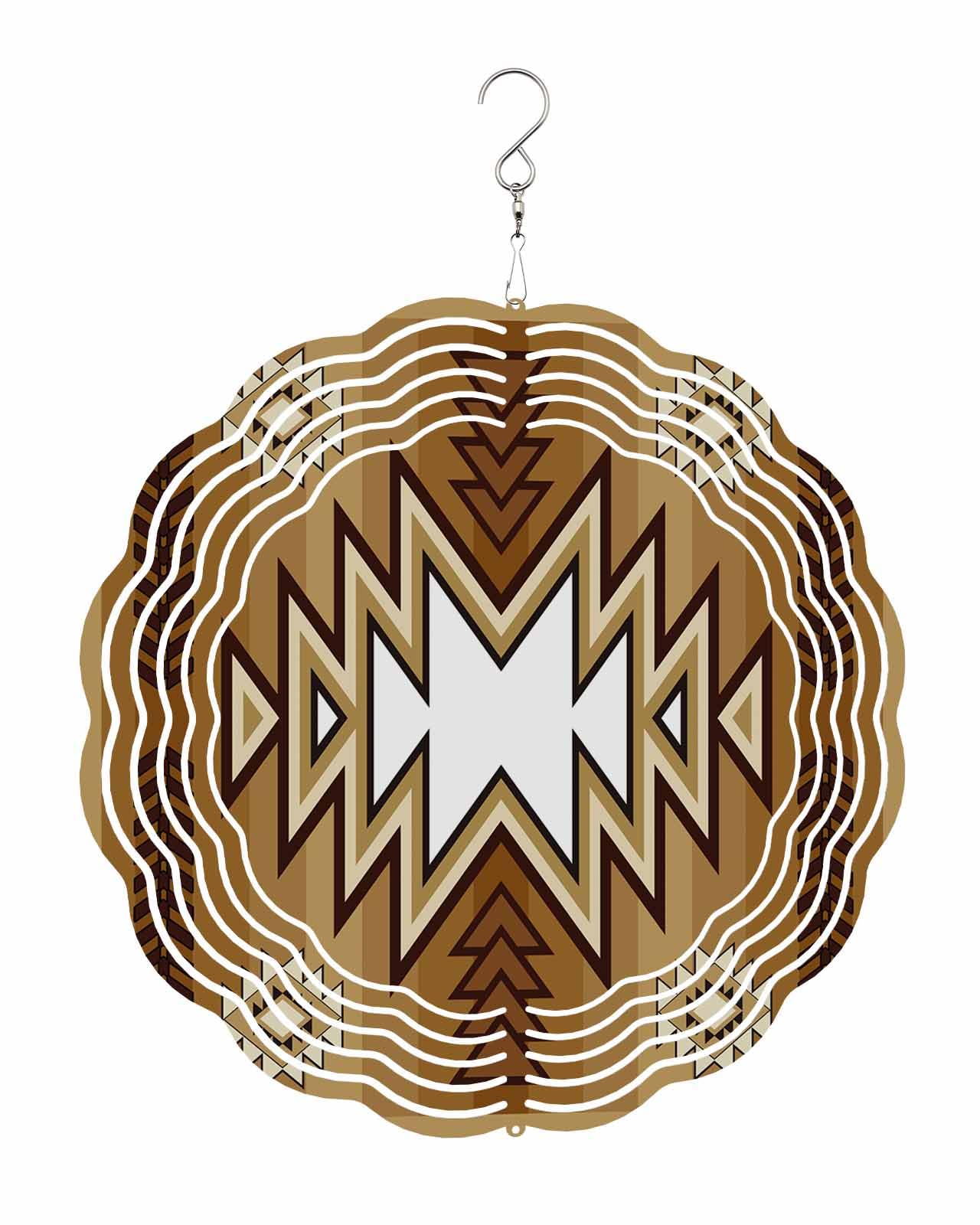 Abstract Wind Spinners, Yellow Southwest Art Hanging Wind Spinners for Yard and Garden 3D Stainless Steel Metal Sculptures Crafts Ornaments 10 Inch