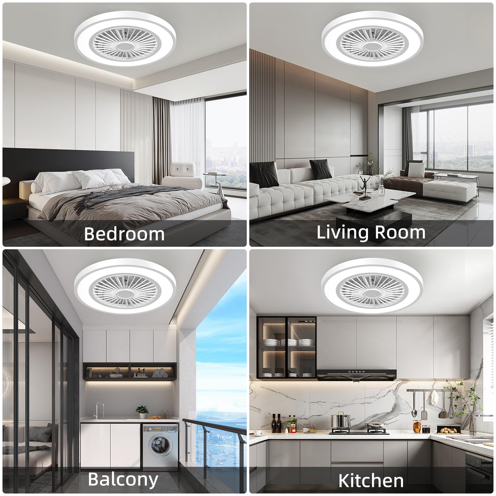 Ateroll Ventilador de Techo con luz, Ø54CM Dimmbar LED Lampara Ventilador Techo con Control Remoto, 3000K-6500K, 6 Velocidades Silencioso, Temporizador y Memoria, Moderno Ventilador para Dormitorio
