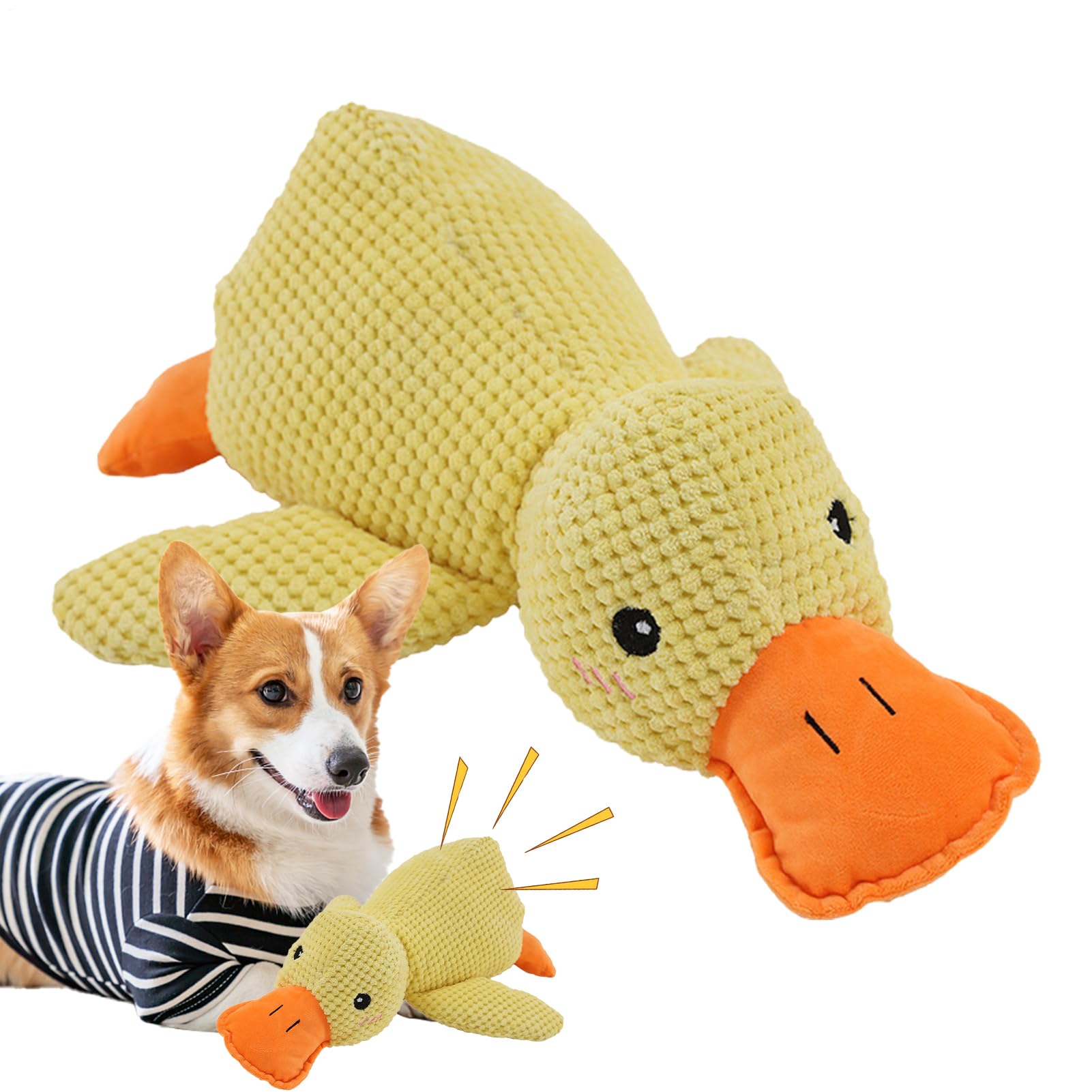 HohuzSruk Duck Squeaky Dog Toy 45x12x38cm Plush Paw Love Calming Duck Dog Toy, Ducks Plush Toys For Dogs, Stuffed Ducks Dogs Toys, Durable Stuffed Calming Pillow With Quack Sound And Crazy Crinkle
