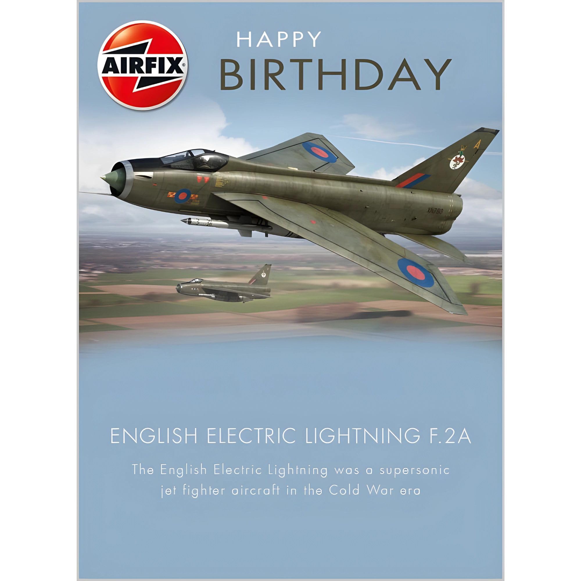 Geburtstagskarte Für Männer Mit Airfix Flugzeug-Design – English Electric Lightning Jet, 17 X 12,5 Cm, Umweltfreundlich, Hergestellt In Großbritannien