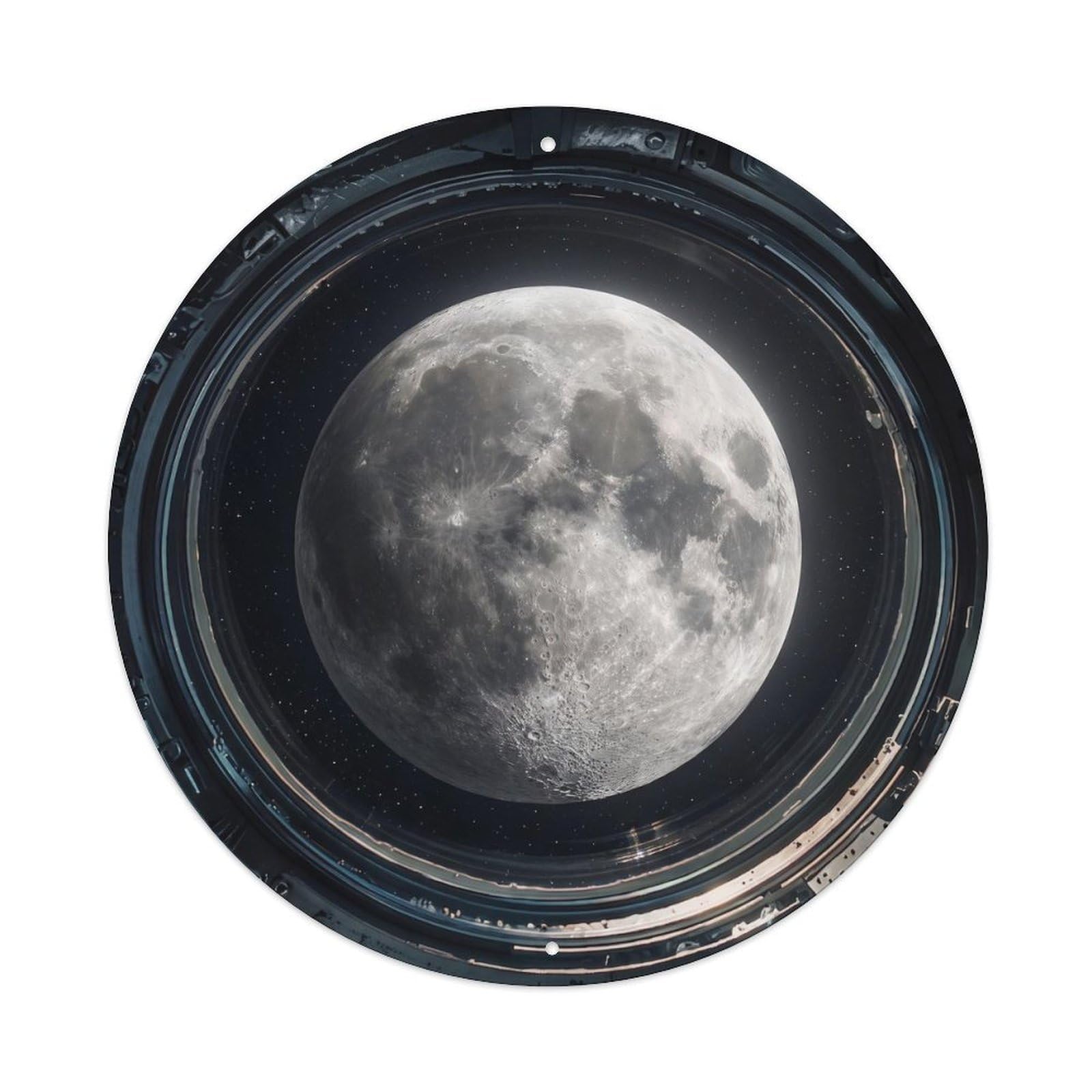 Full Moon Surface from Space Station Porthole Metal Tin Sign