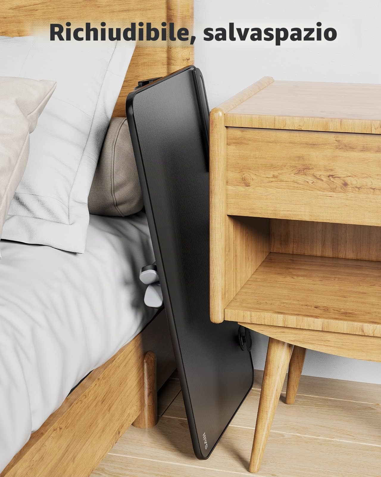 Tavolo, SAIJI Tavolino da letto, Supporto pc Portatile regolabile a 5 altezze, lapdesk pieghevole, per divano divano pavimento lavoro studio lettura scrittura mangiare (52 * 30cm nero)