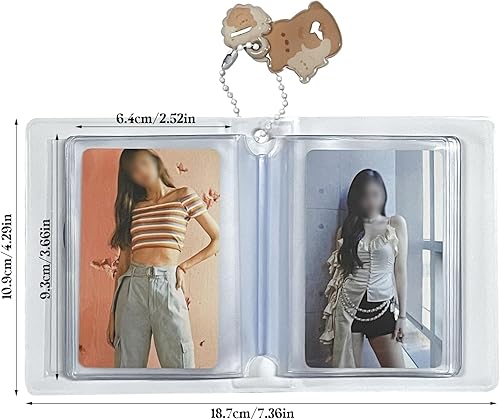 Miniatura 3 de Soporte para tarjeta fotográfica Kpop de 3 pulgadas, 40 bolsillos, mini álbum de fotos, carpeta hueca de tarjetas fotográficas con bonito colgante