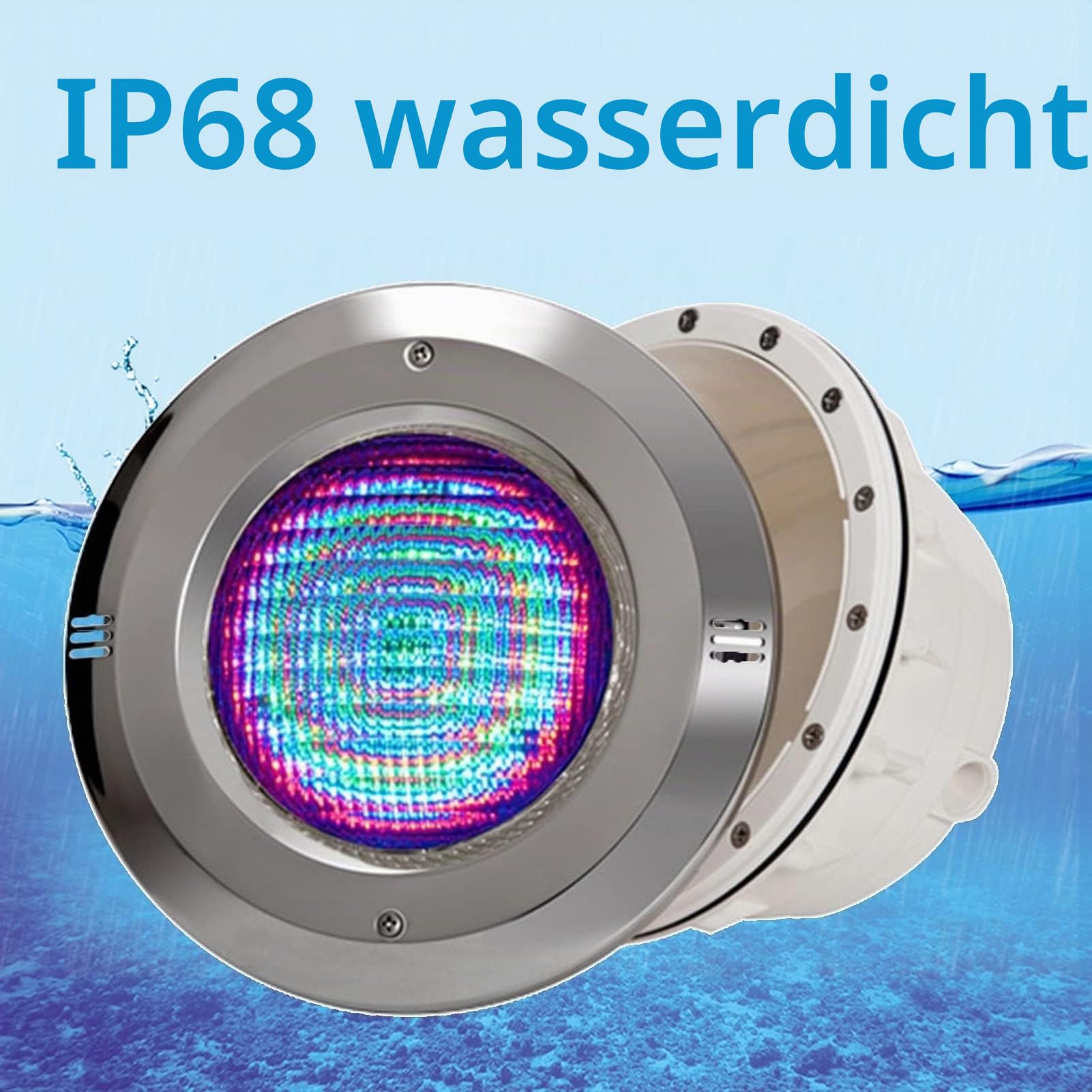 Eingebettet Pool Scheinwerfer - Ringbrunnenlicht, IP68 Wasserdicht Led Poolscheinwerfer Mit Nische PAR56 Edelstahlmaterial 12V AC Versenkte Unterwasserlampe Für Schwimmbad(RGB+remote Control,24W)