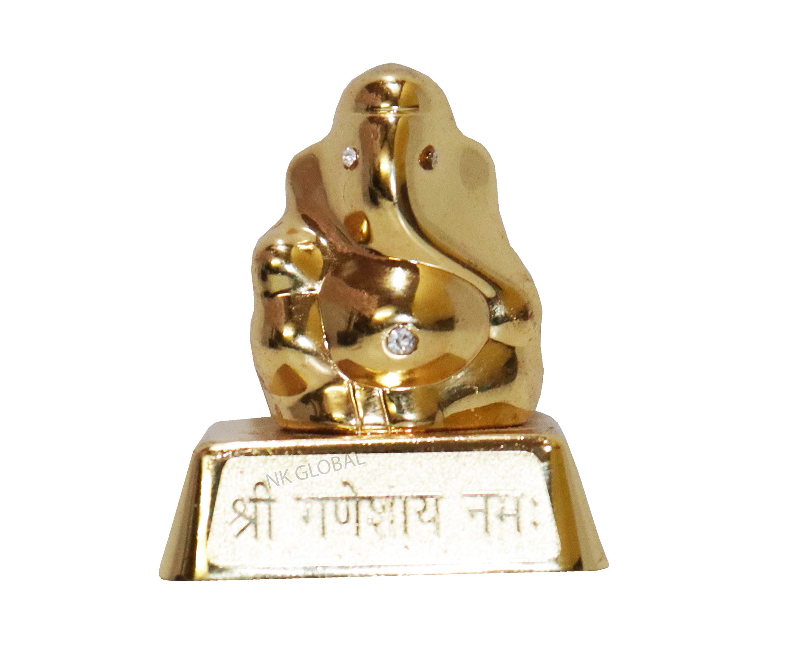 NK GLOBALSmall Ganesha Statue Indian Pooja Items Car Dashboard Metal Sculpture Diwali Decorations Golden Ganpati Murti Idols Ganesh Figurines 1 Pc Gifts