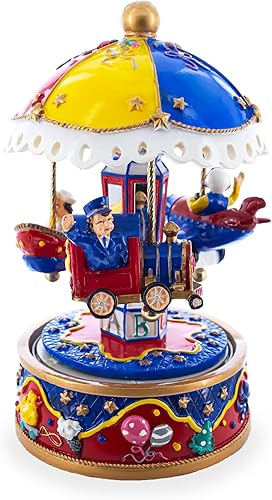 Carrusel de transporte caprichoso figura musical con avión, barco y tren