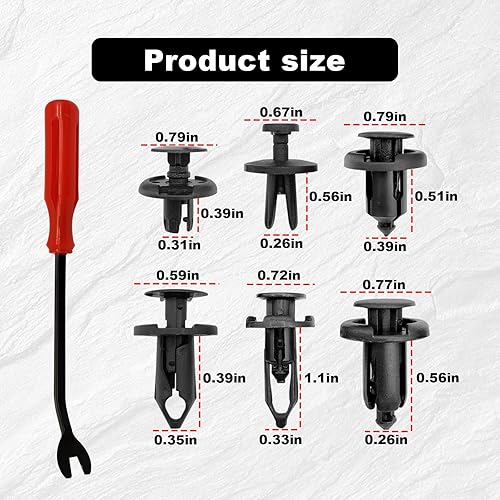 Miniatura 2 de 120 clips de retención tipo empuje 0.268 in 0.315 in 0.354 in 0.394 in  Kit de repuesto de tornillos de expansión con herramienta de extracción,