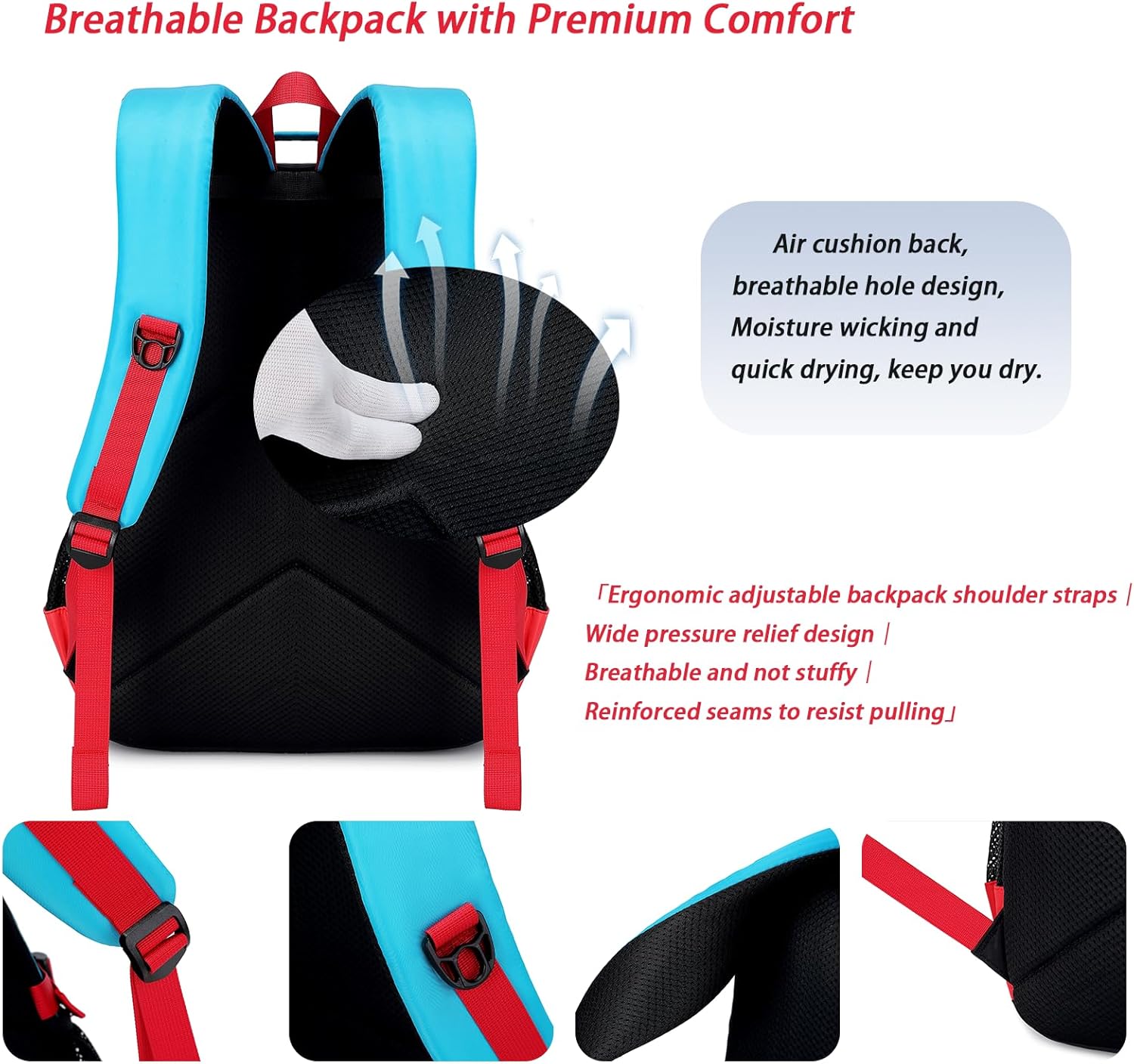 Boys Backpack Kids Bookbag TeensSchool Bag LuminousGame Large capacity bag(1Blue) - Image 5