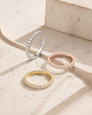 Full Eternity Moissanite Wedding Band, 2mm Stackable Ring